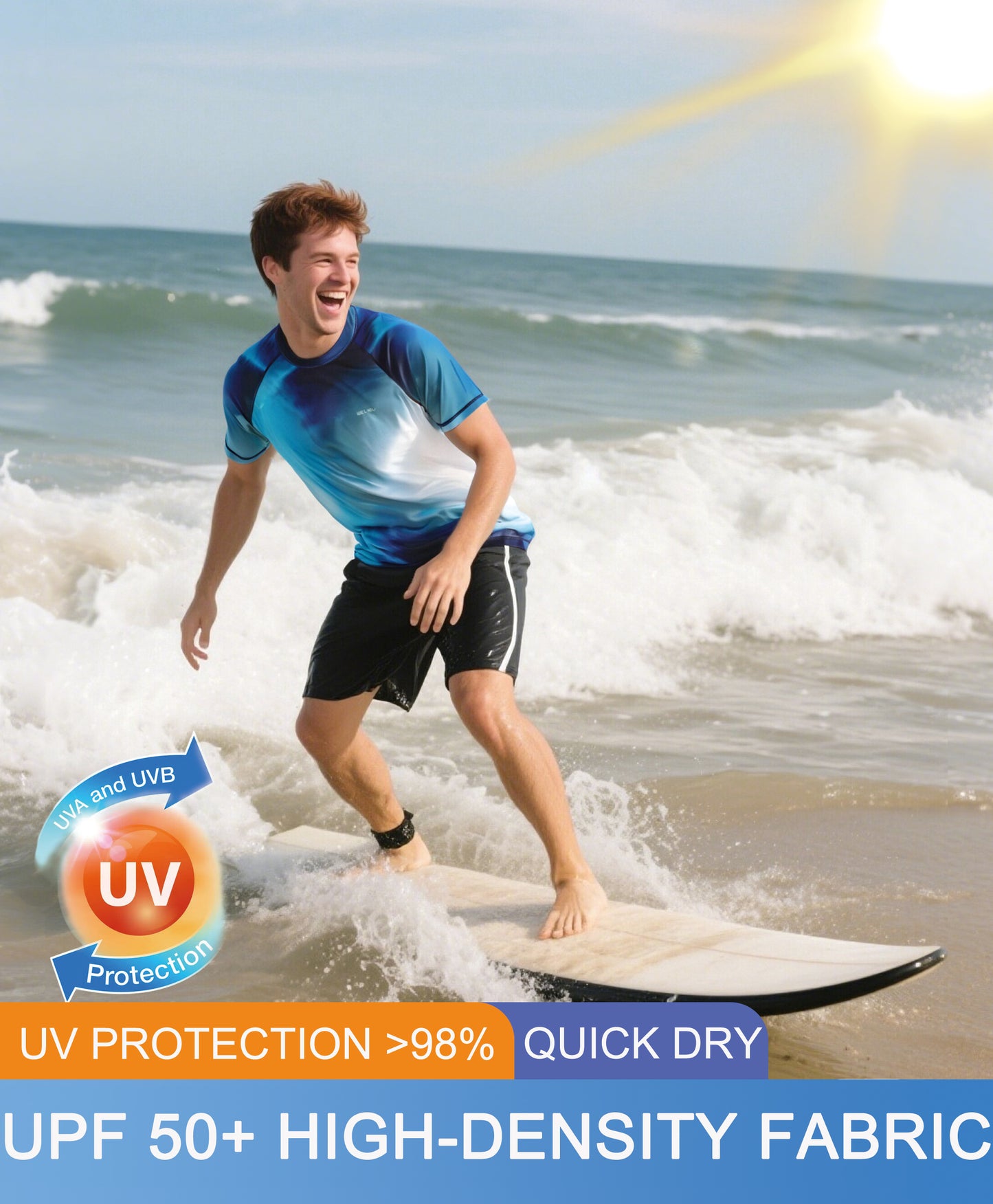 Tie Dye Blue Gradient UPF 50+ Sunscreen T-Shirt