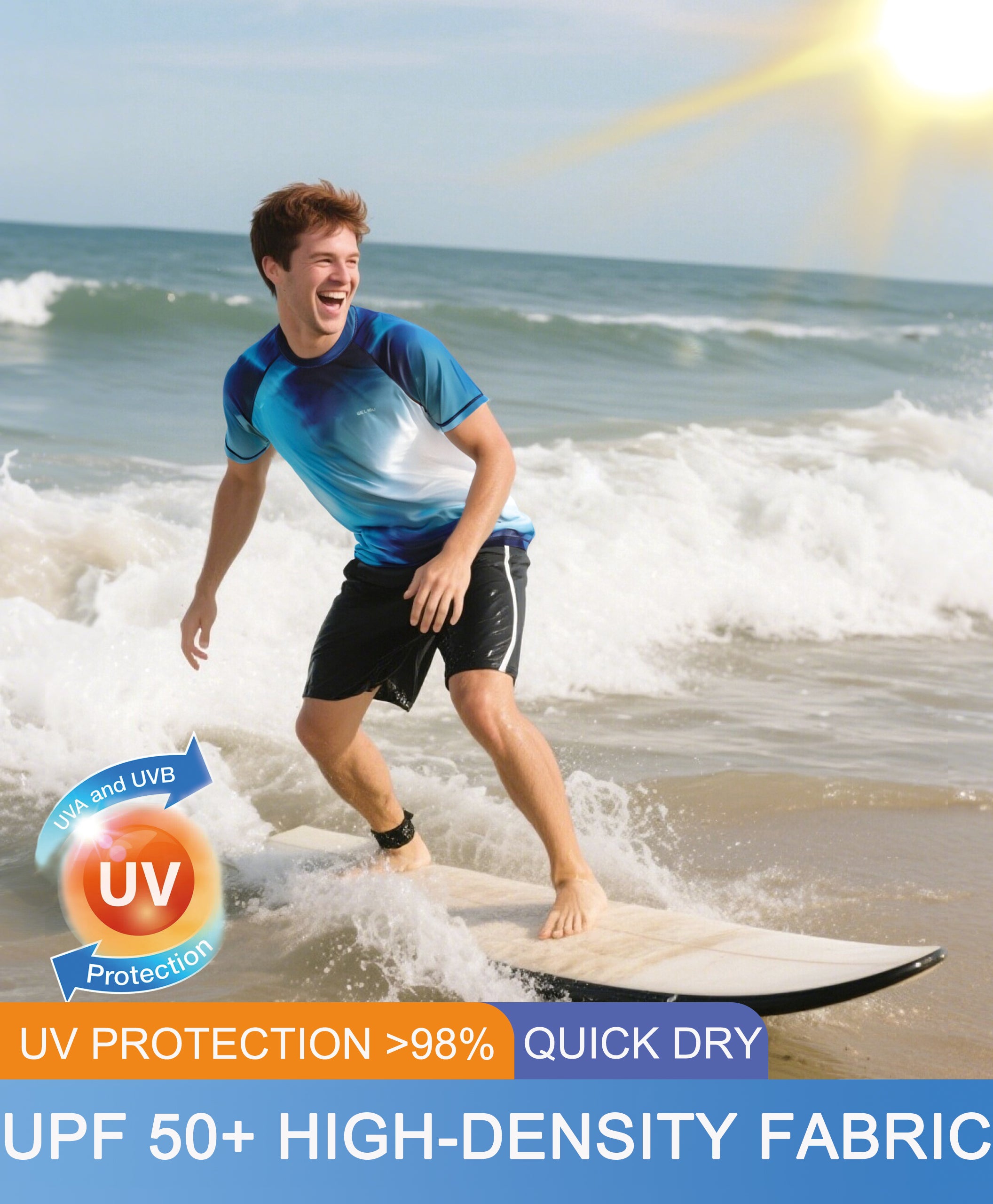 Tie Dye Blue Gradient UPF 50+ Sunscreen T-Shirt