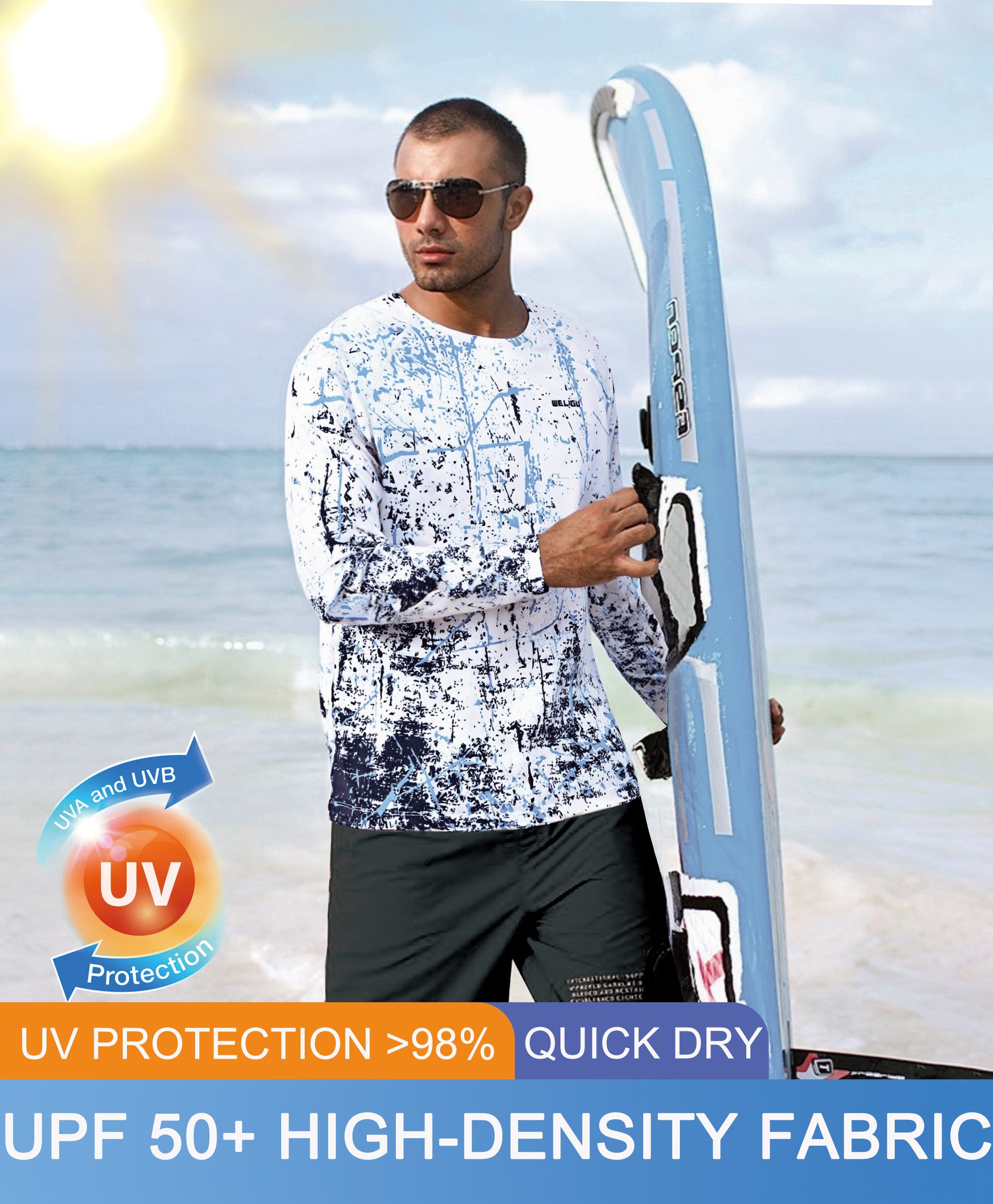 White Splash-Ink UPF 50+ Sun Protection Shirt