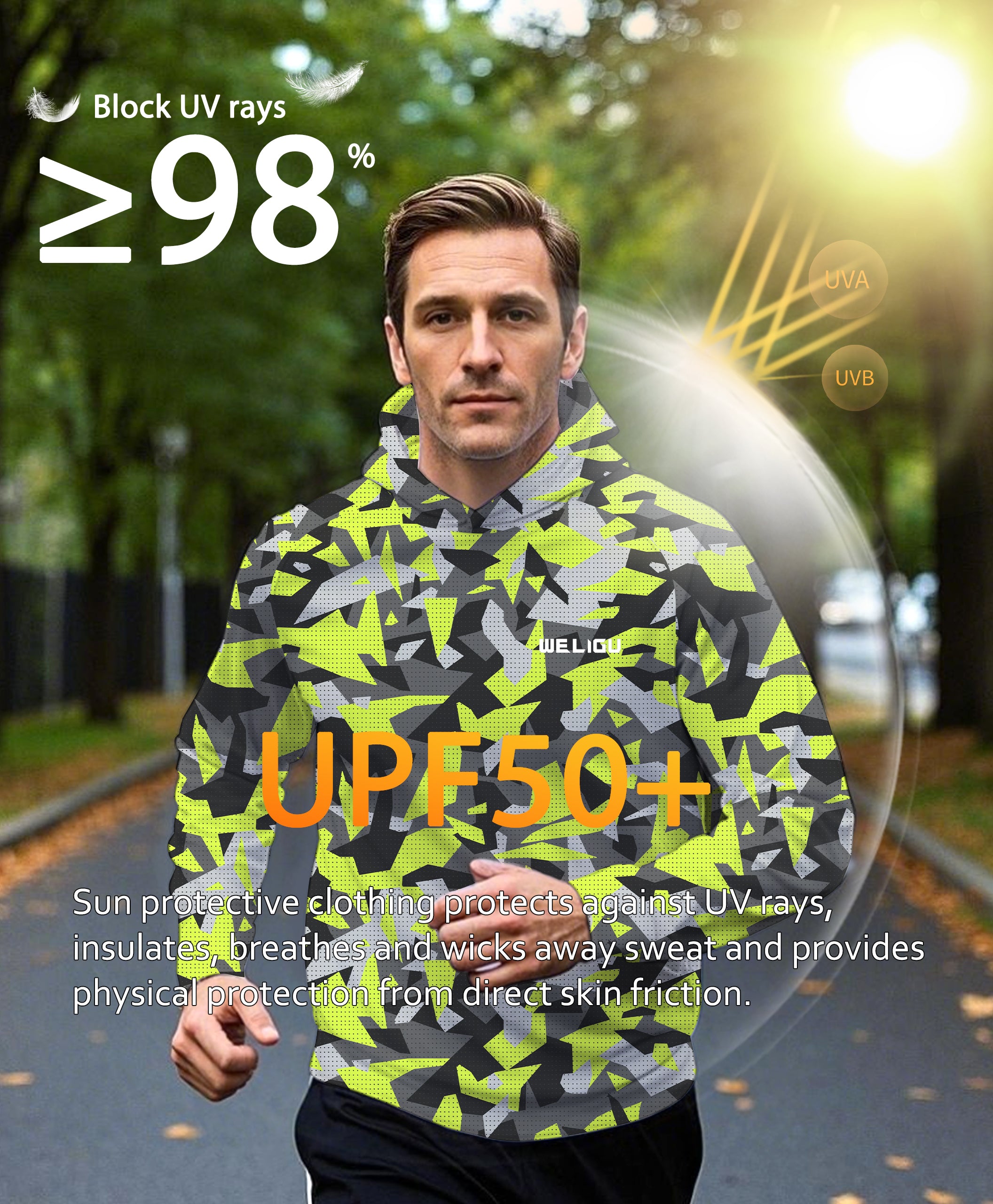 Light Green Camouflage UPF 50+ Sunscreen Hoodie