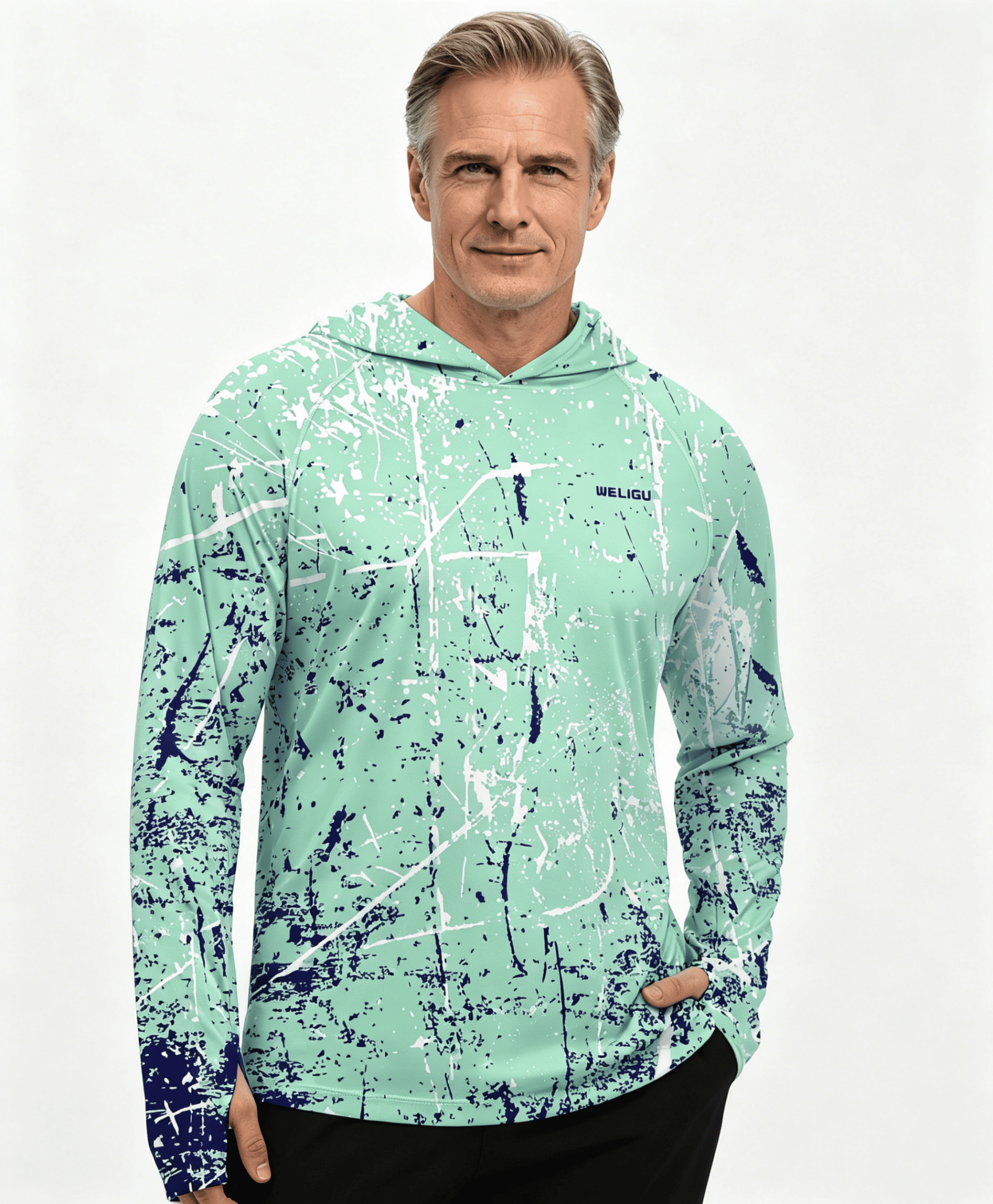 Green Sun Protection Fishing Hoodie