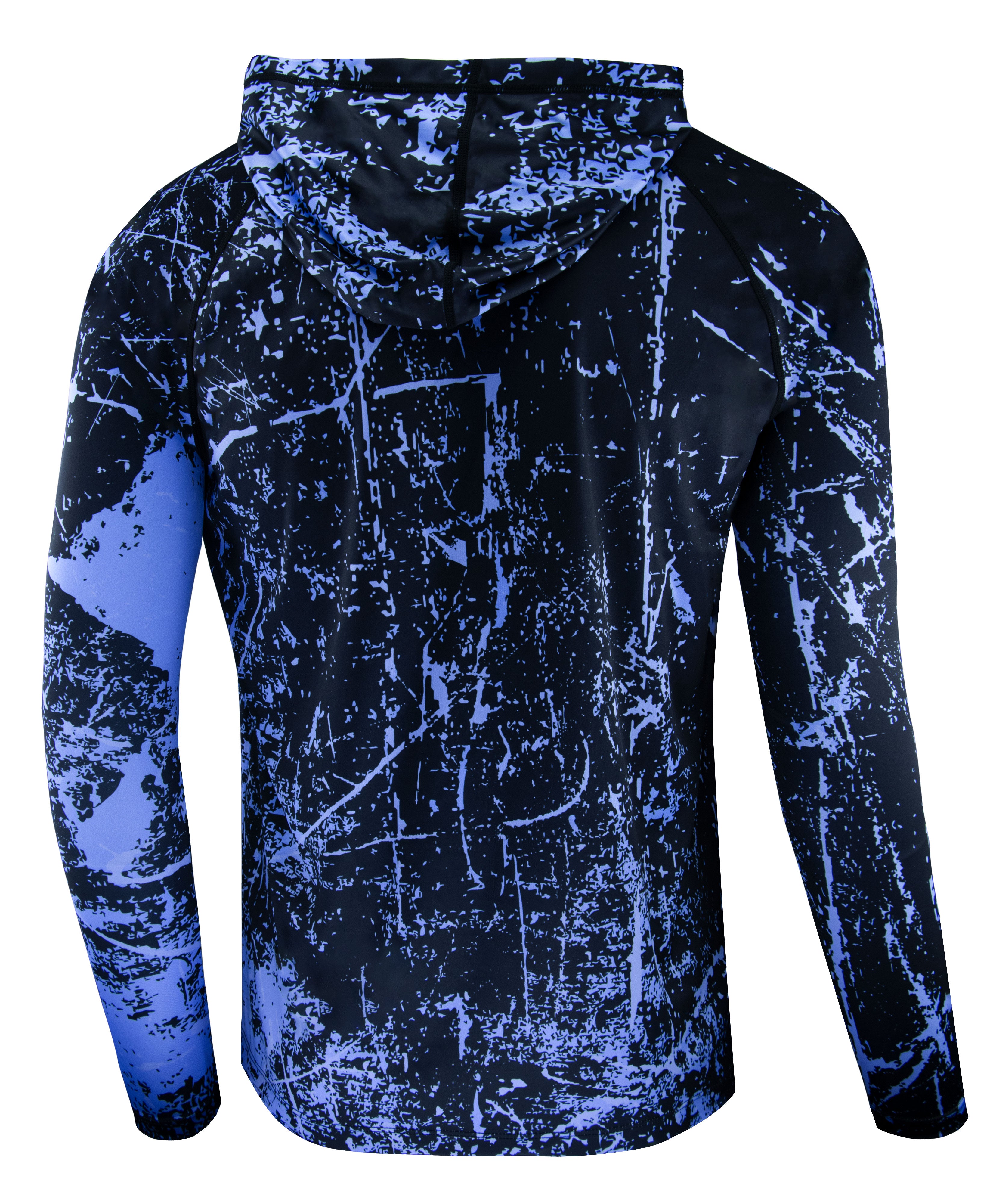 Fluorescent Blue Splash-Ink UPF 50+ Sunscreen Hoodie