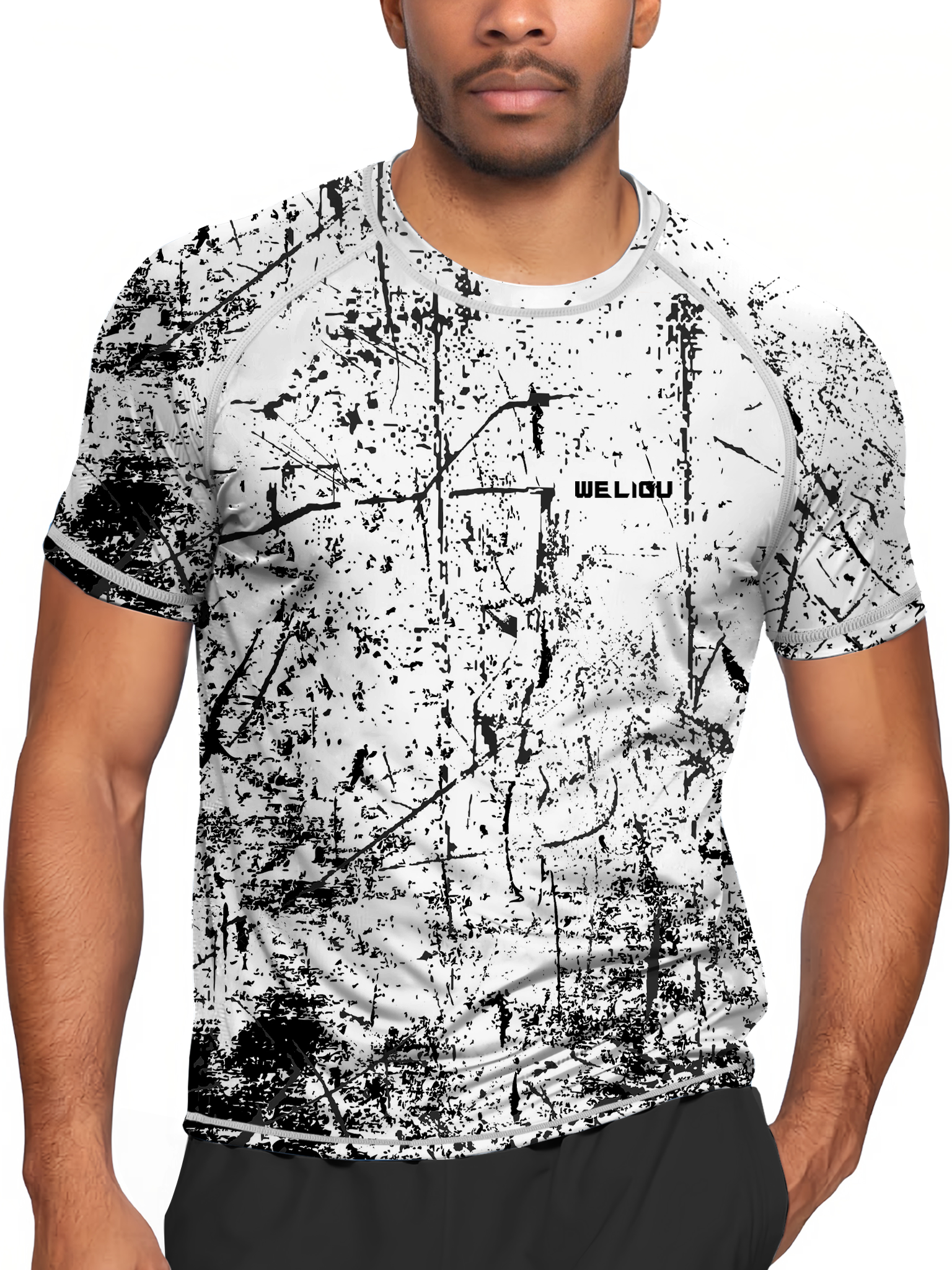 Black and White Splash-Ink UPF 50+ Sun Protection T-Shirt