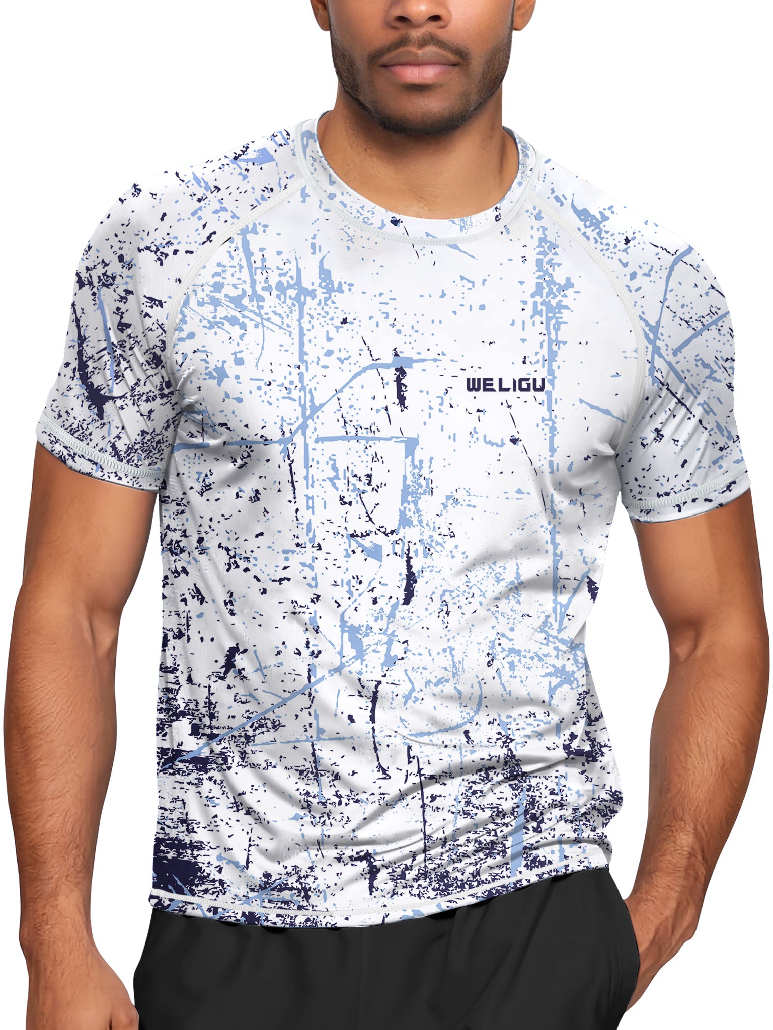 White Splash-Ink UPF 50+ Sun Protection T-Shirt