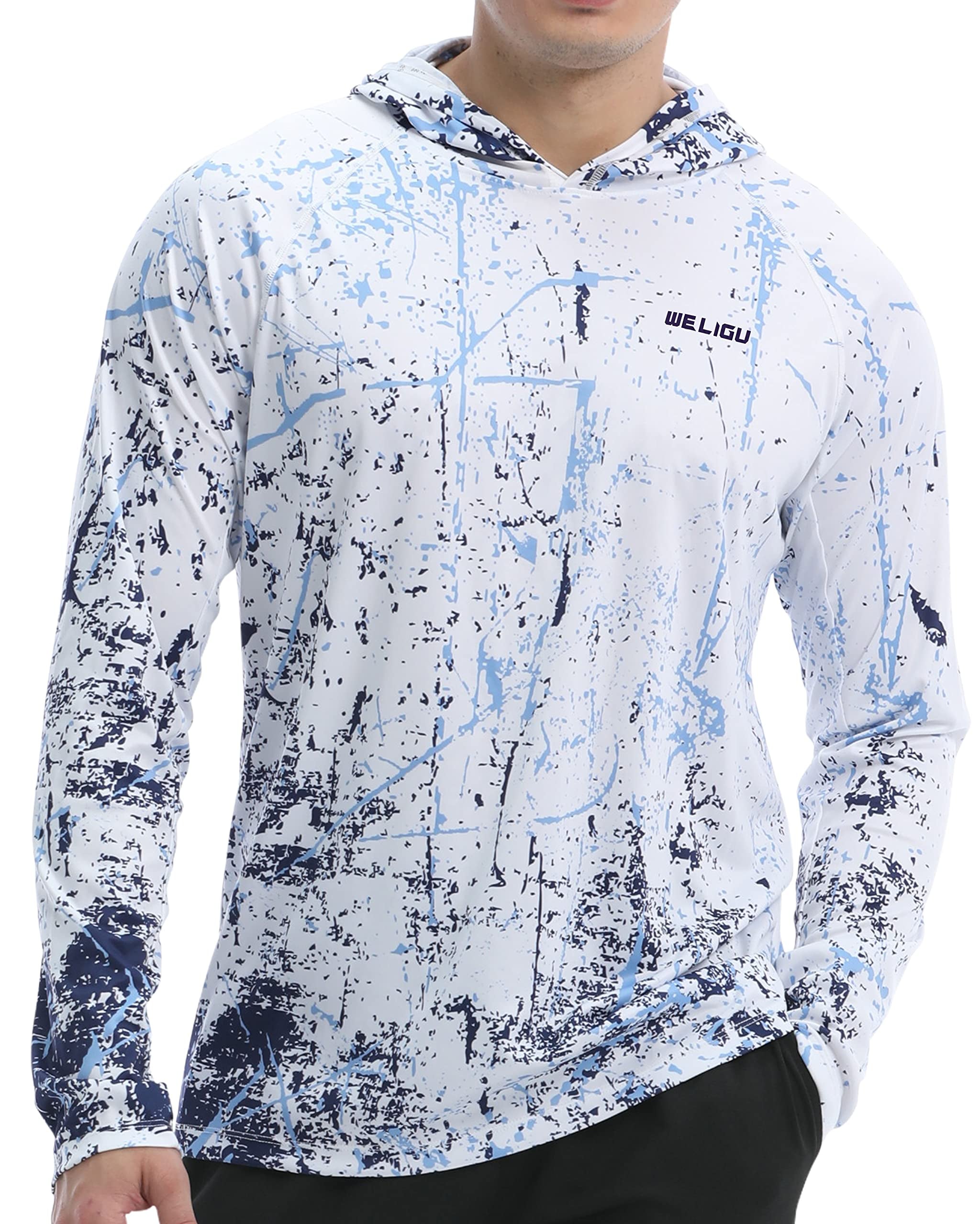 White Splash-Ink UPF 50+ Sunscreen Hoodie