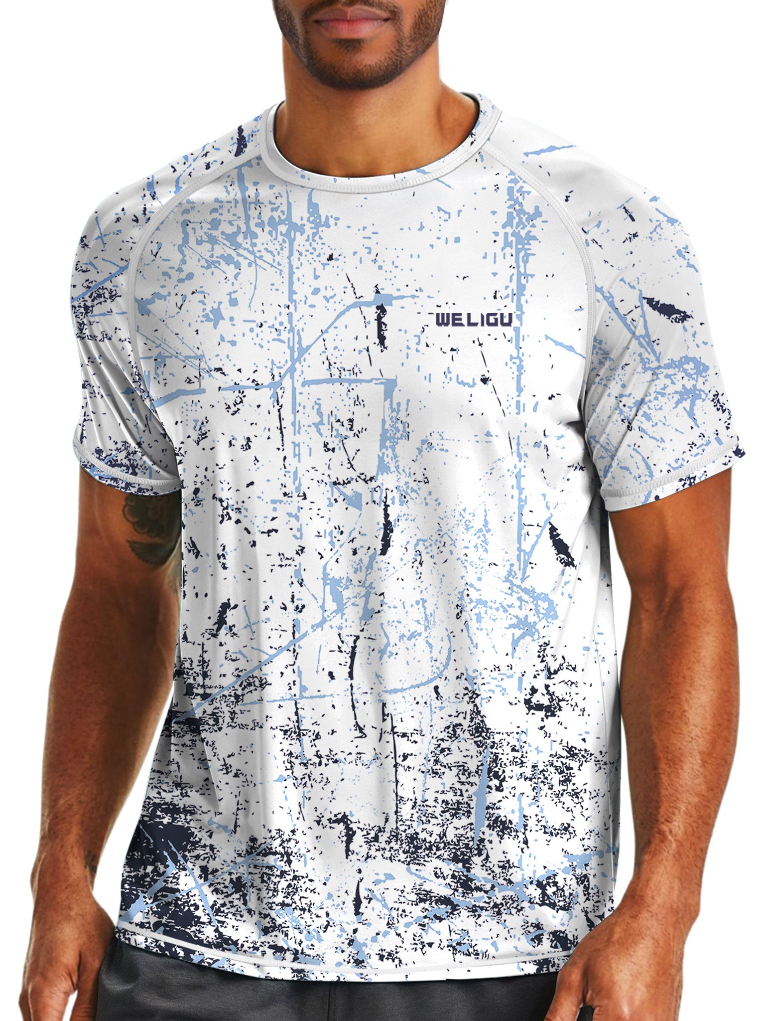 White Splash-Ink UPF 50+ Sun Protection T-Shirt