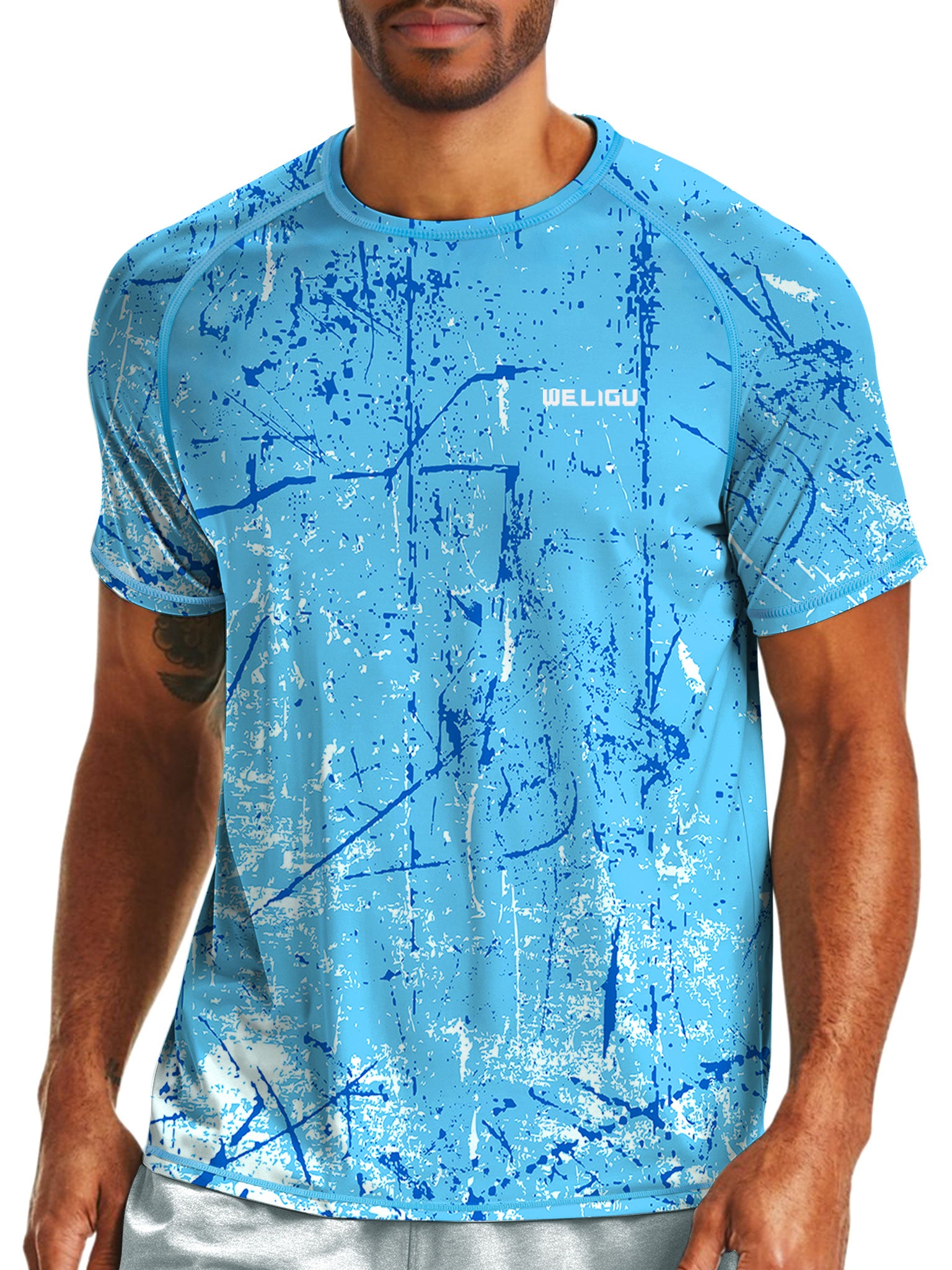 Ocean Blue Splash-Ink UPF 50+ Sunscreen T-Shirt