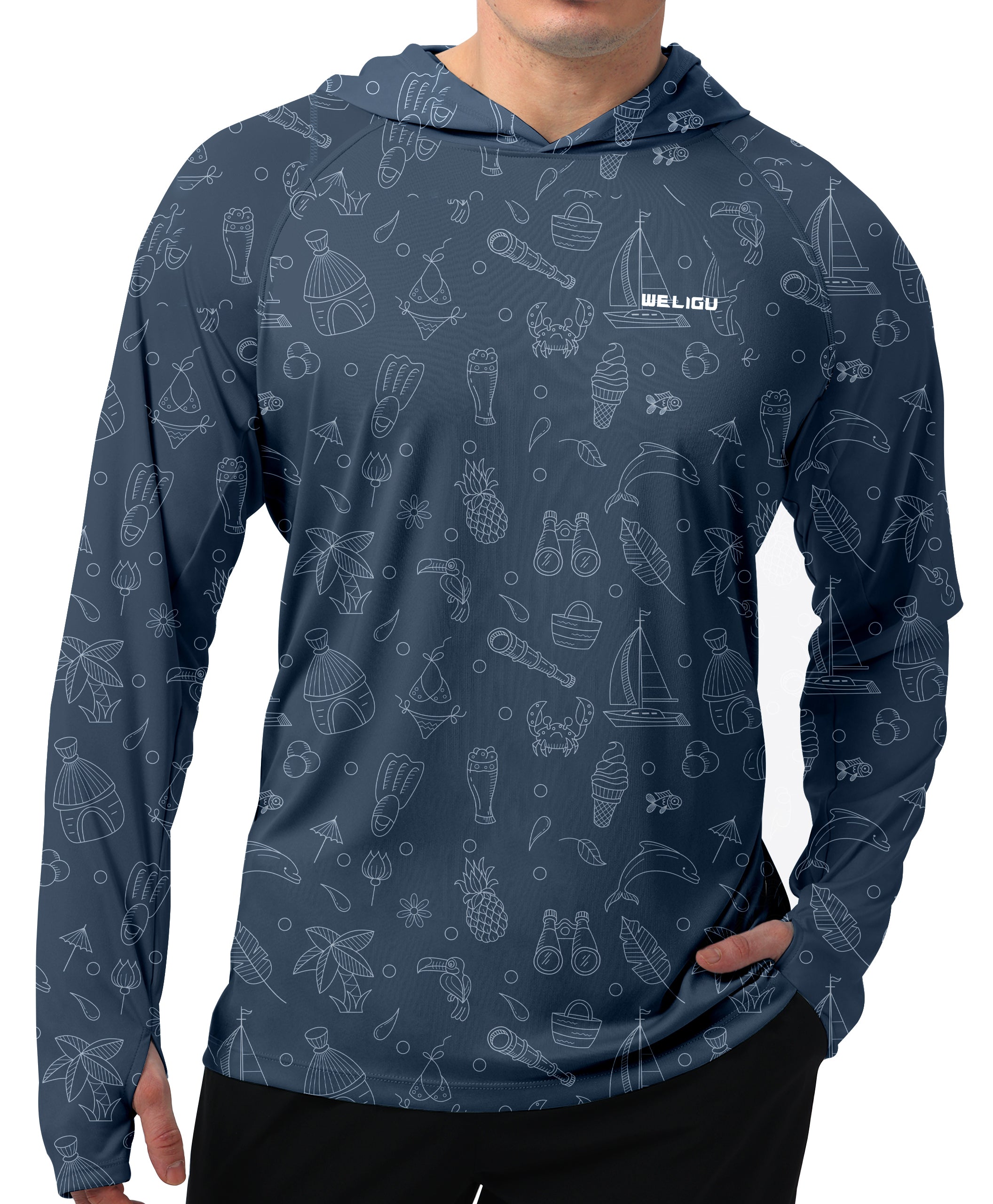 Premium Grey Design UPF 50+ Sunscreen Hoodie