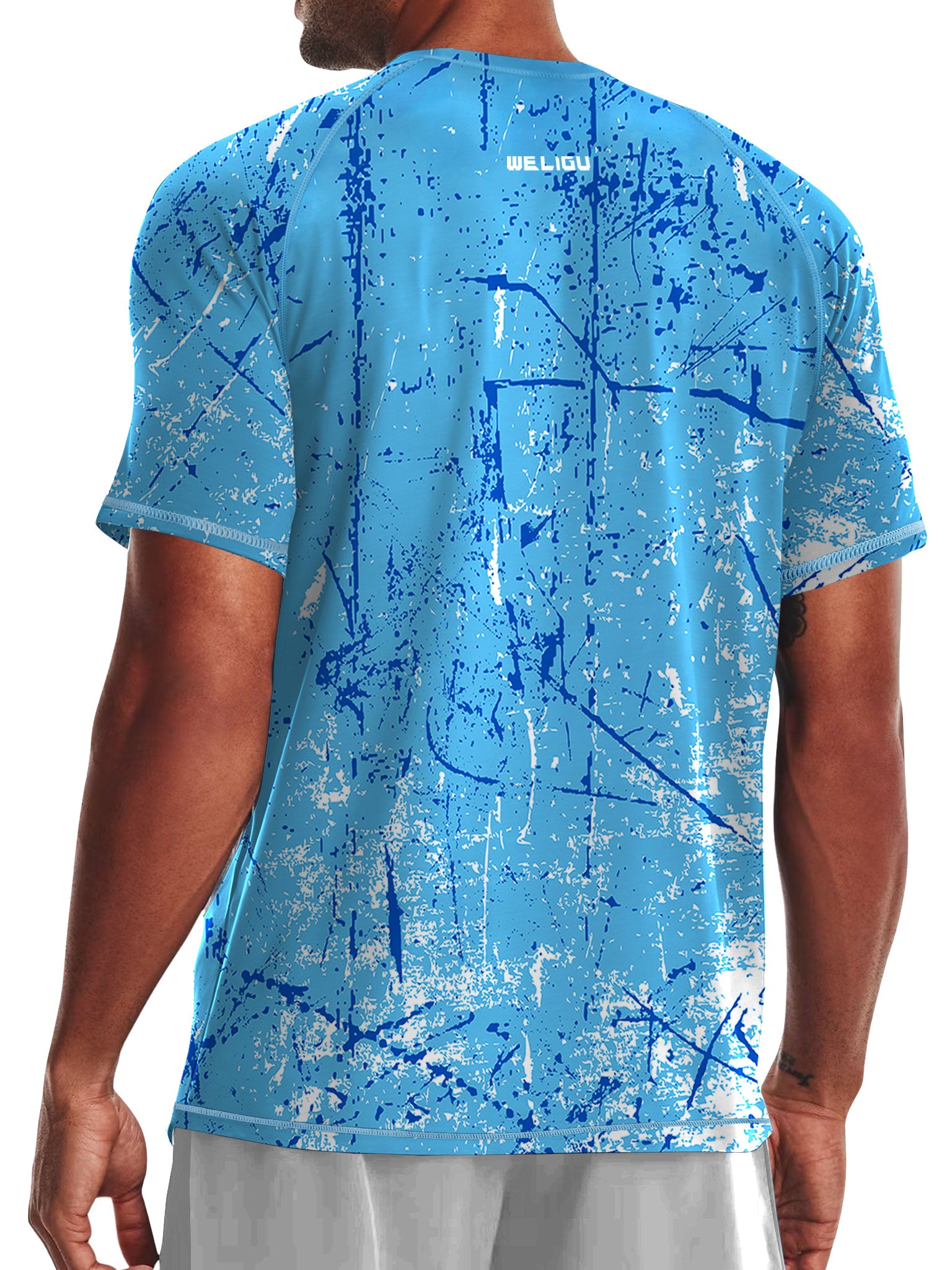 Ocean Blue Splash-Ink UPF 50+ Sunscreen T-Shirt
