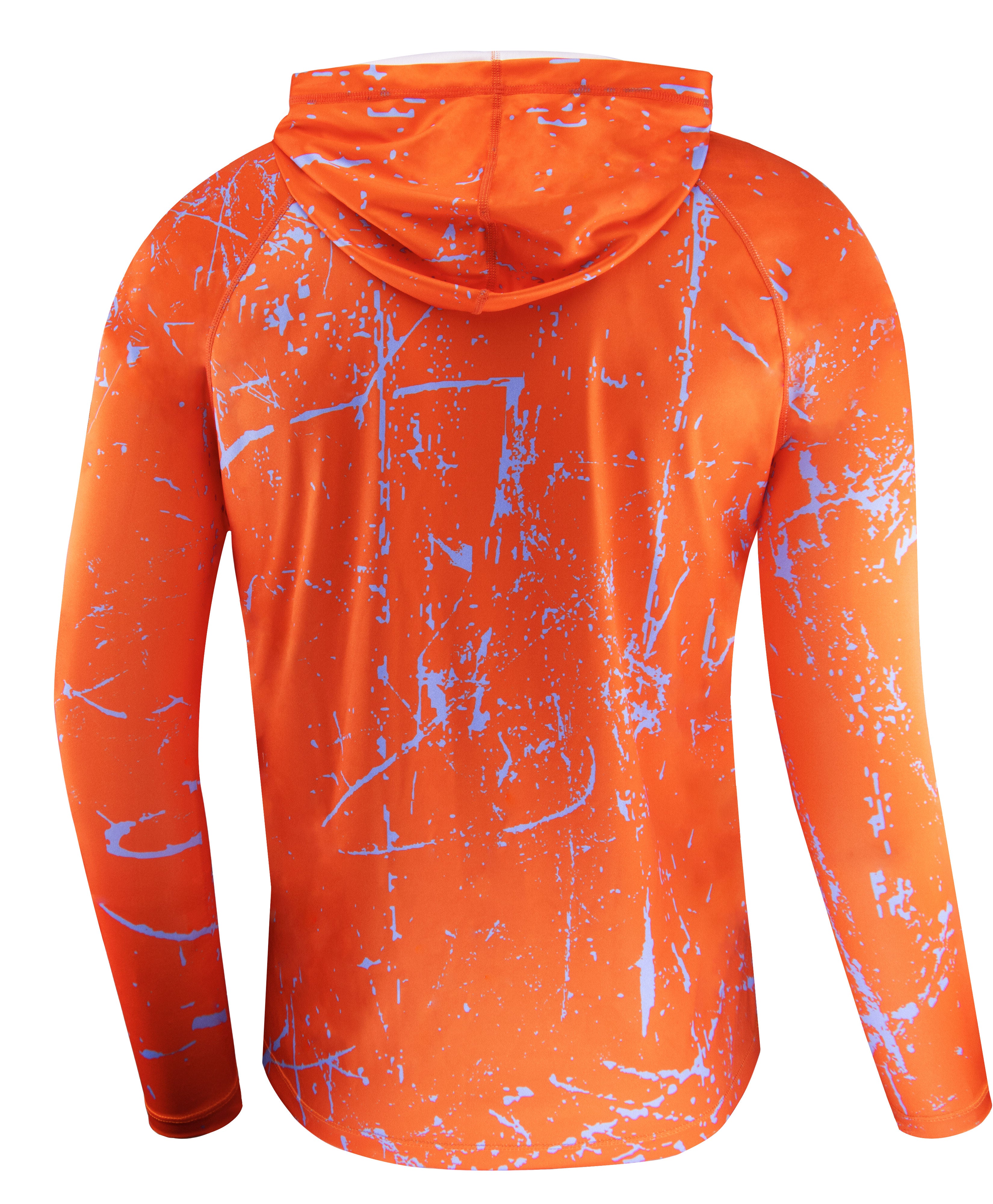 Bright Orange Splash-Ink UPF 50+ Sunscreen Hoodie