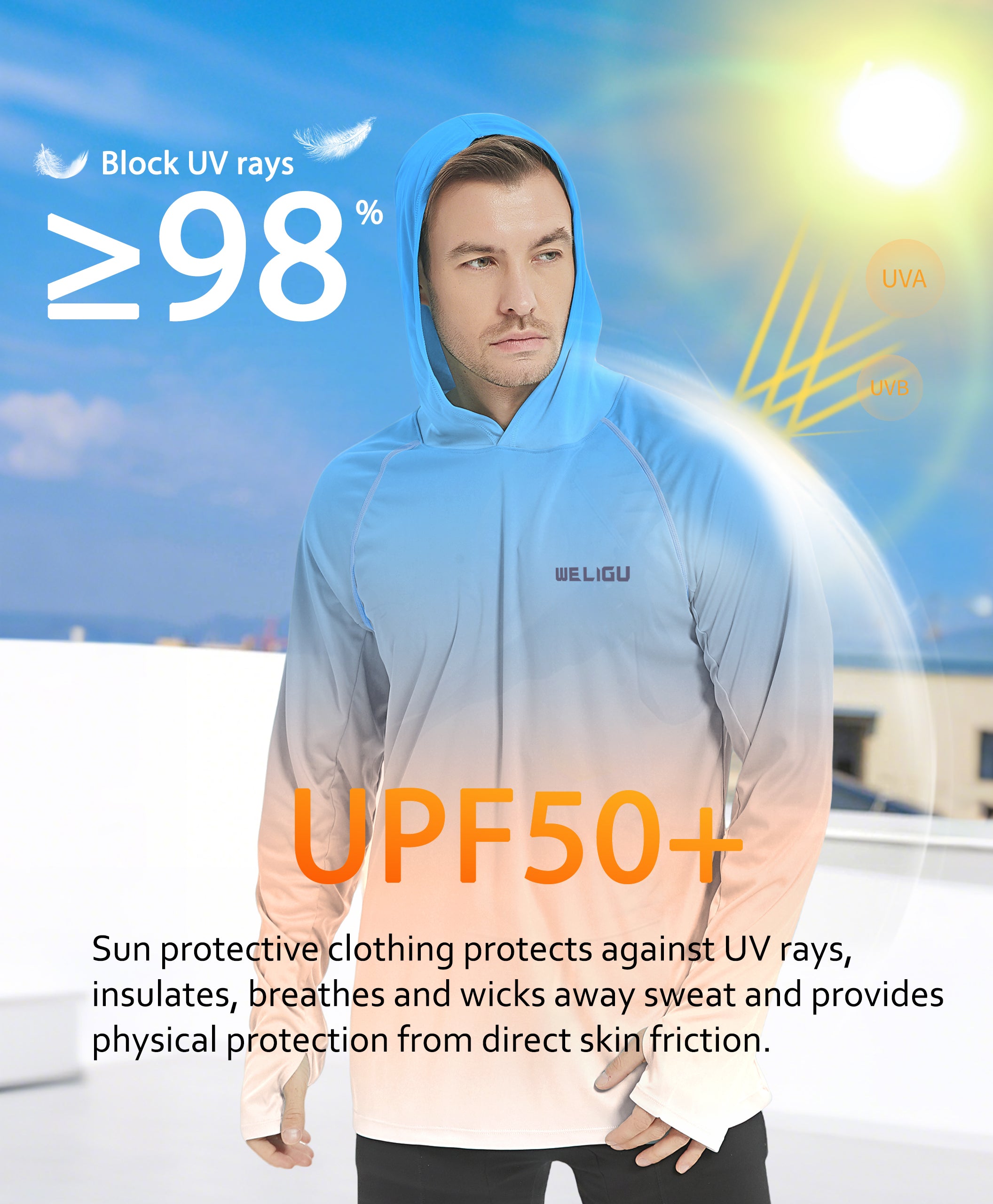 Apricot Gradient UPF 50+ Sunscreen Hoodie