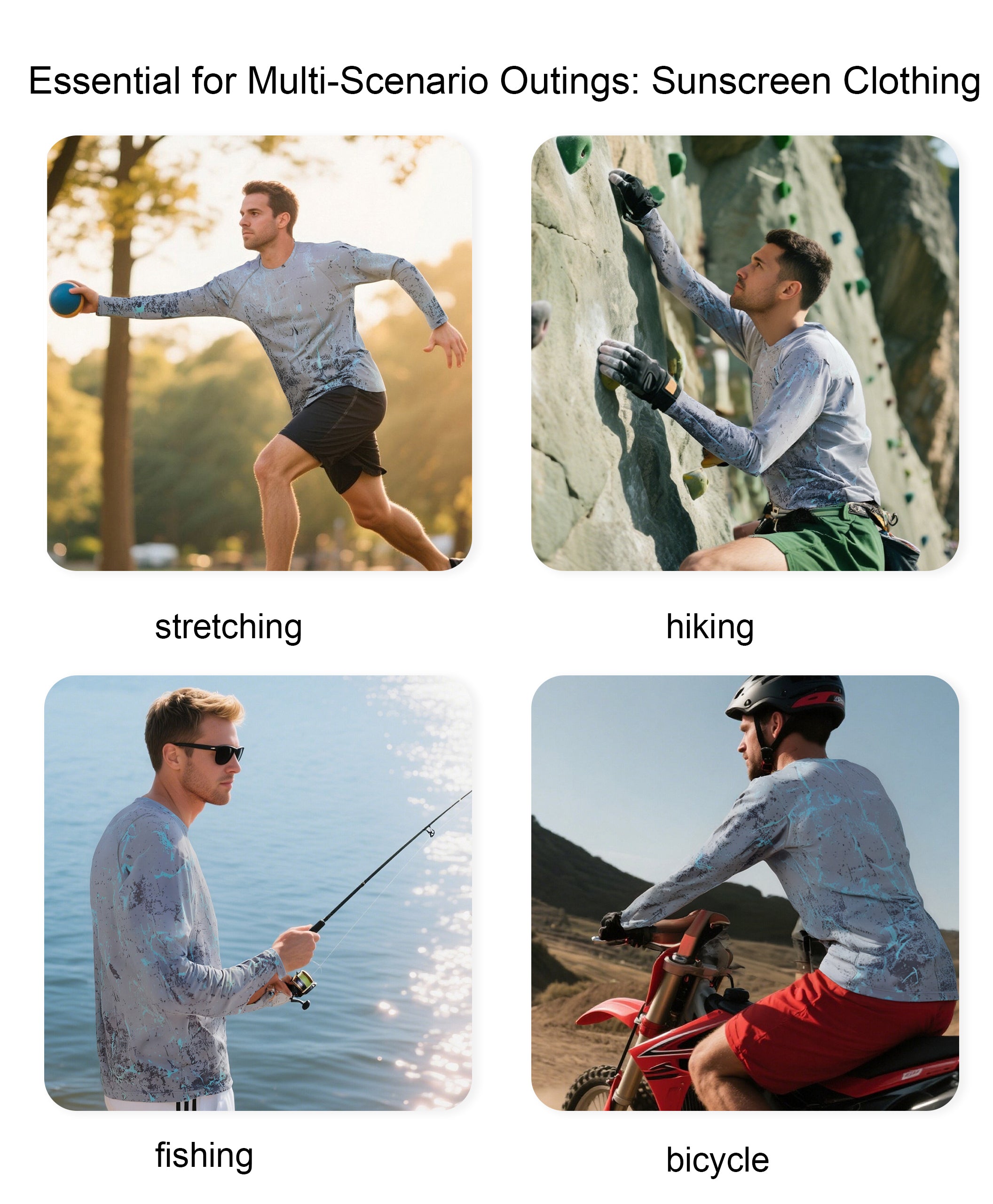 Light Grey Splash-Ink UPF 50+ Sunscreen Shirt