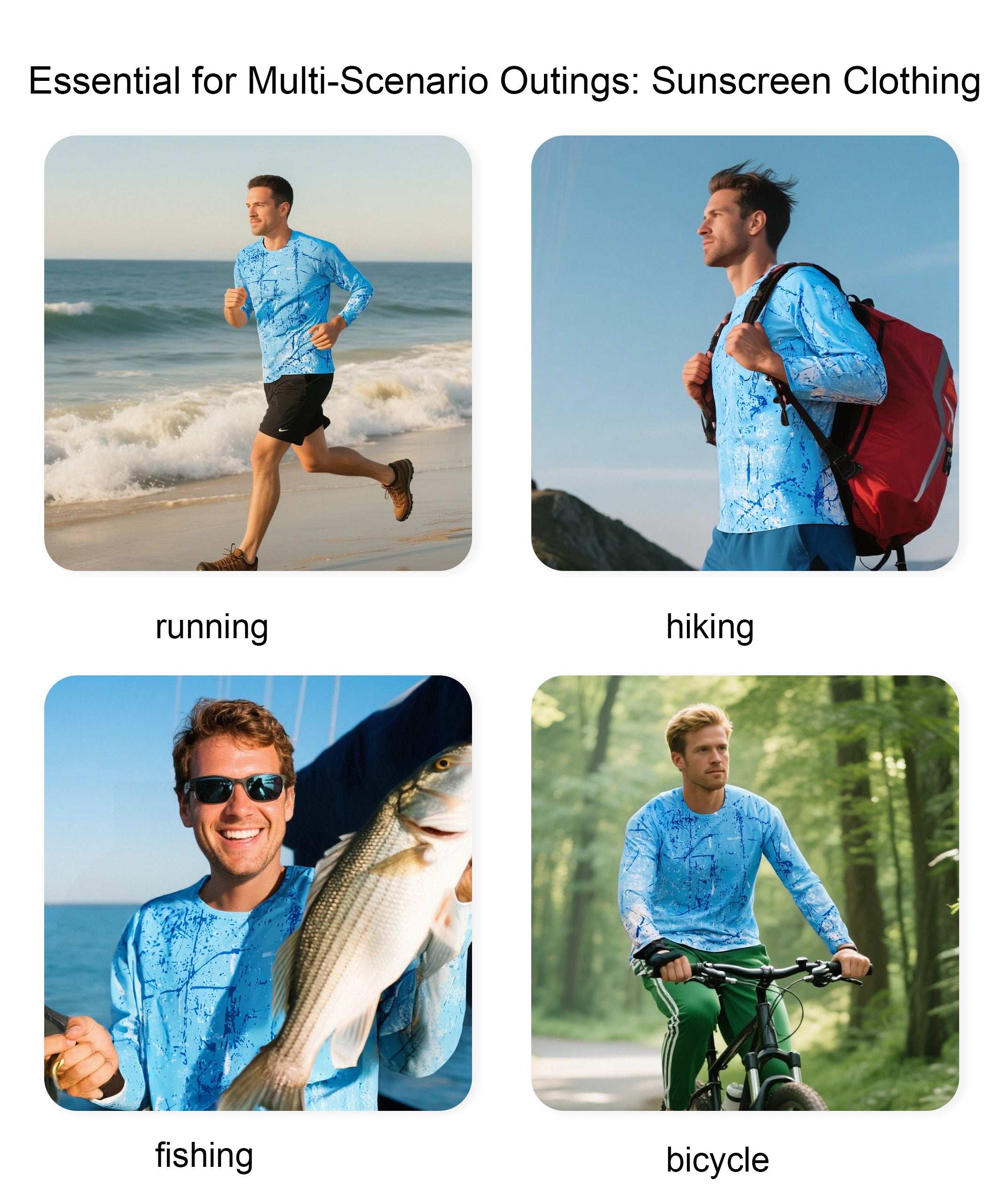 Ocean Blue Splash-Ink UPF 50+ Sunscreen Shirt