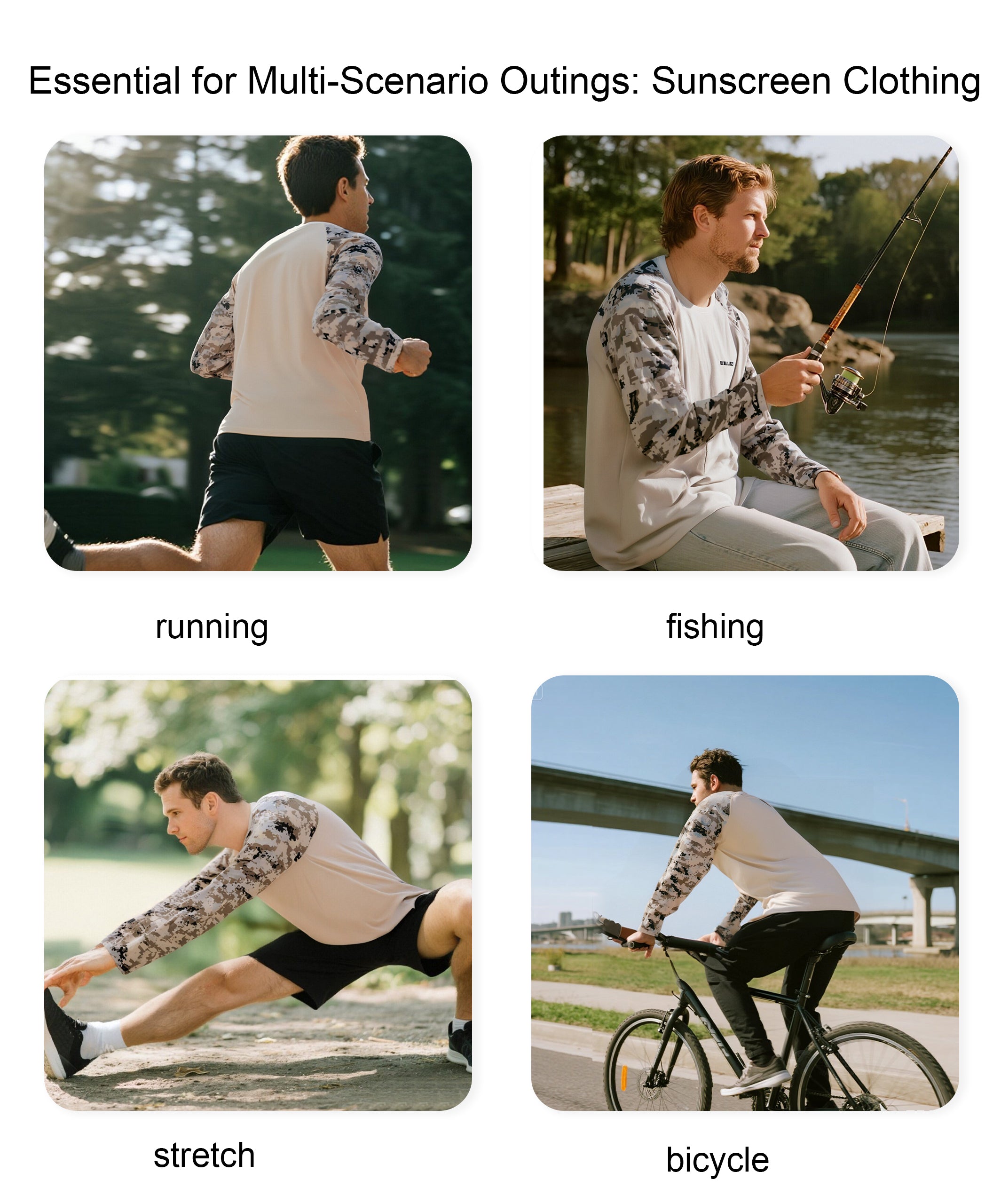 Khaki Camouflage UPF 50+ Sunscreen Shirt