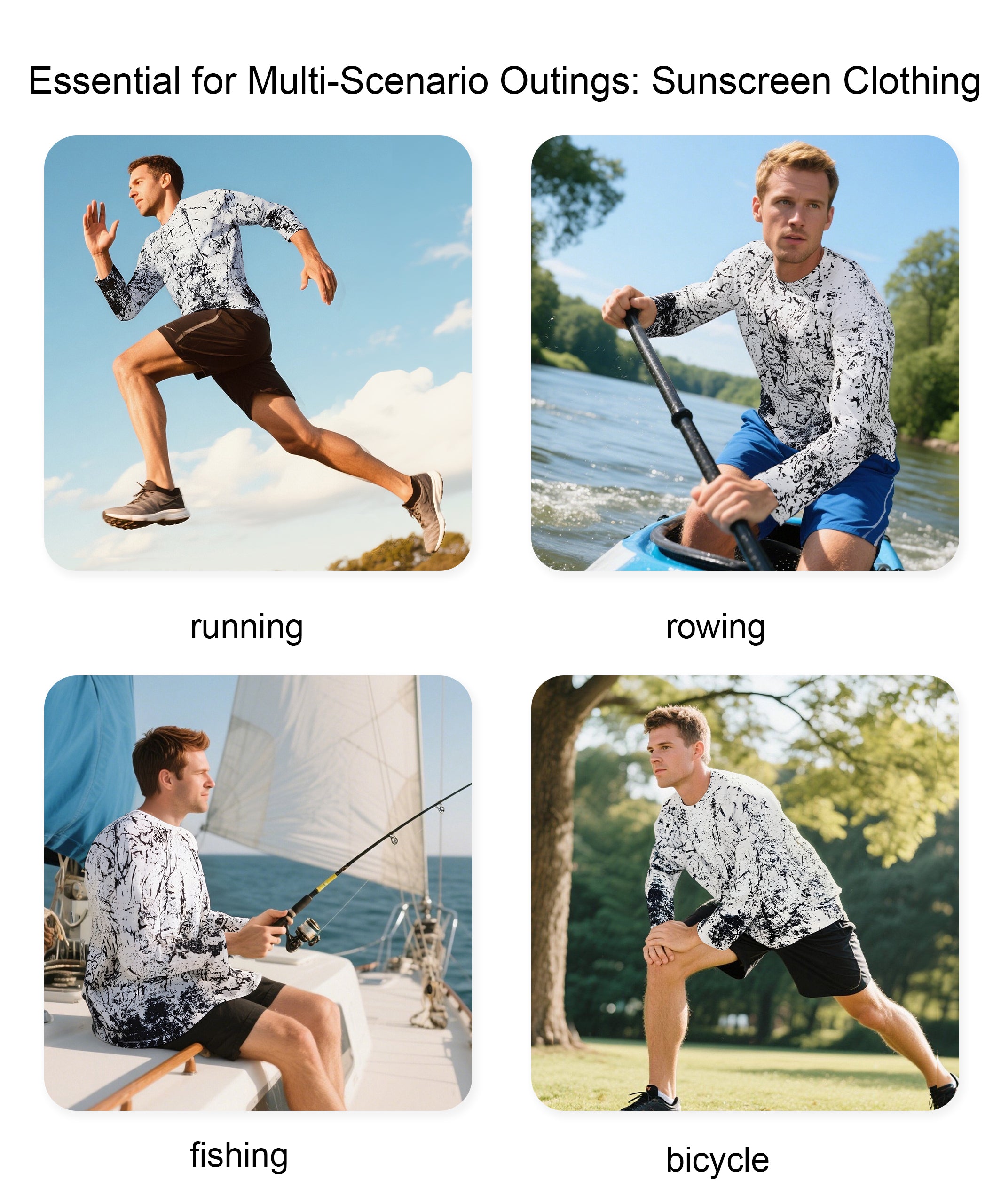 Black and White Splash-Ink UPF 50+ Sun Protection Shirt