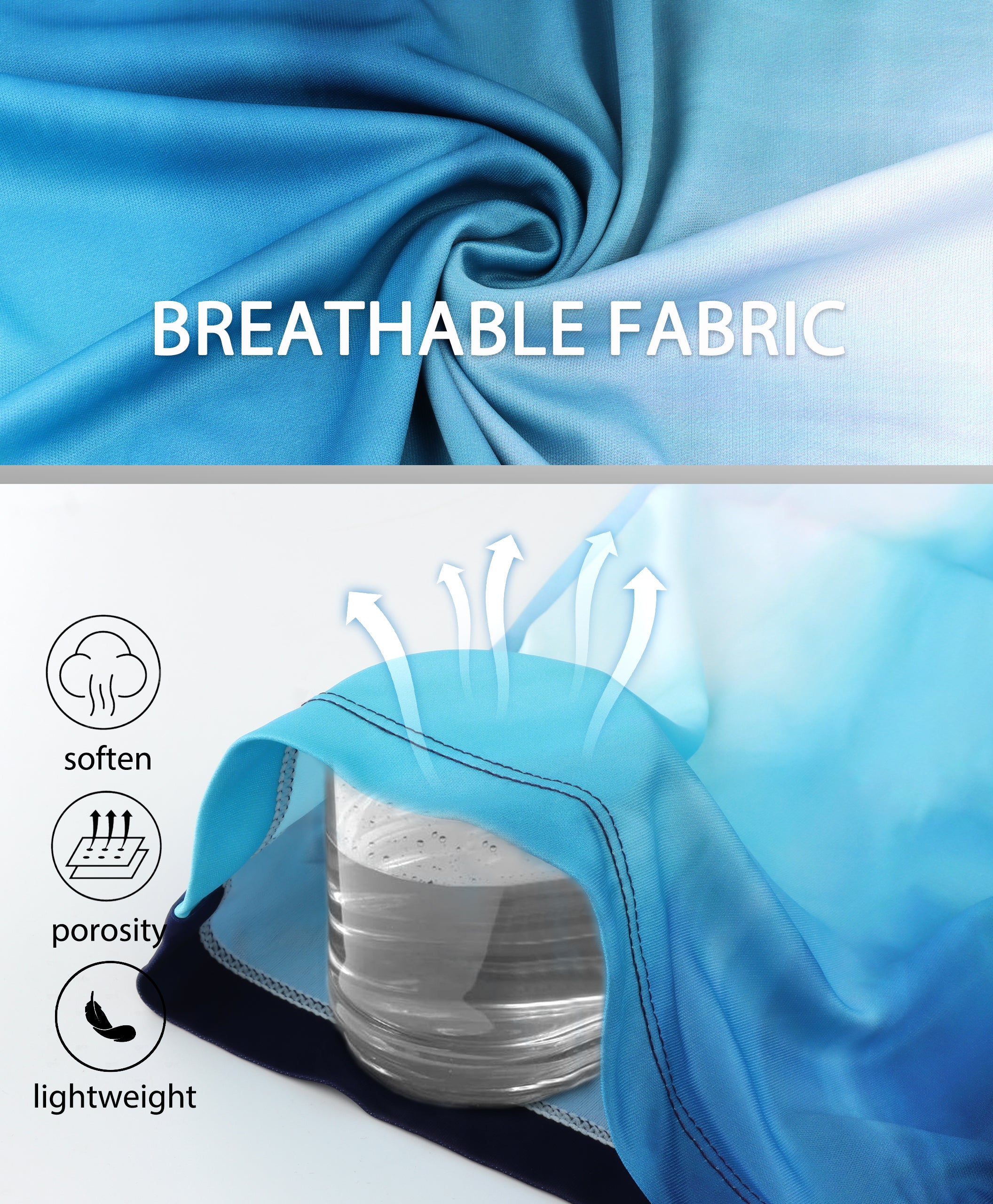 Tie Dye Blue Gradient UPF 50+ Sunscreen Hoodie