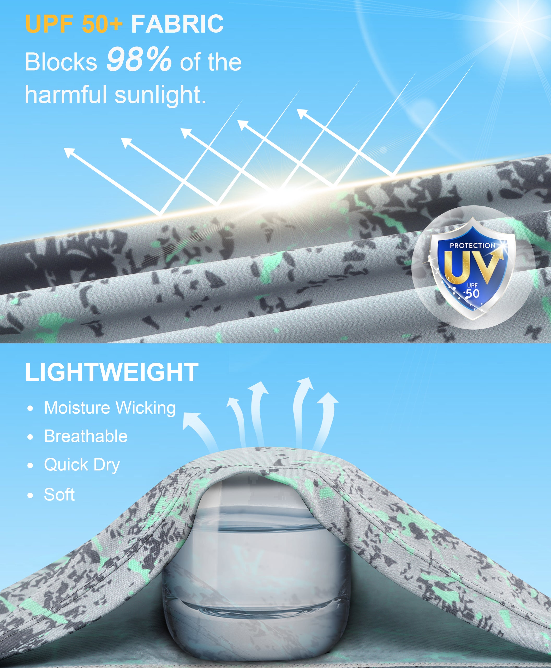 Light Grey Splash-Ink UPF 50+ Sunscreen Shirt