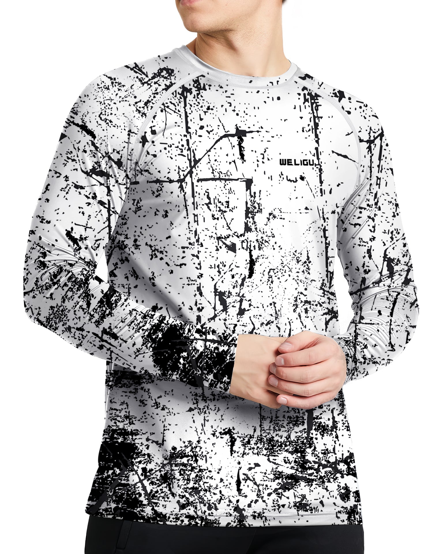 Black and White Splash-Ink UPF 50+ Sun Protection Shirt