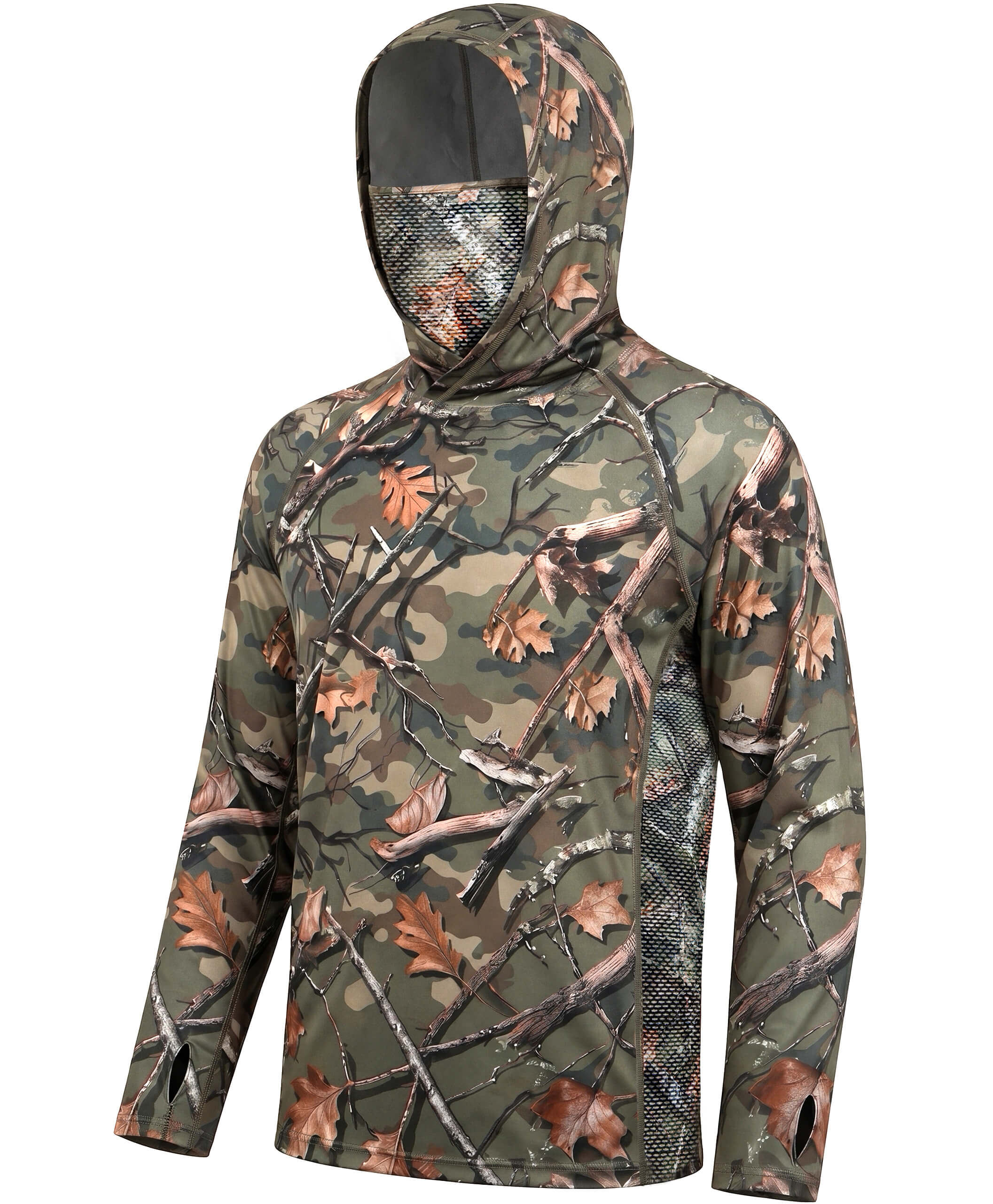 Men's Camo Hunting Hoodie with Face Cover