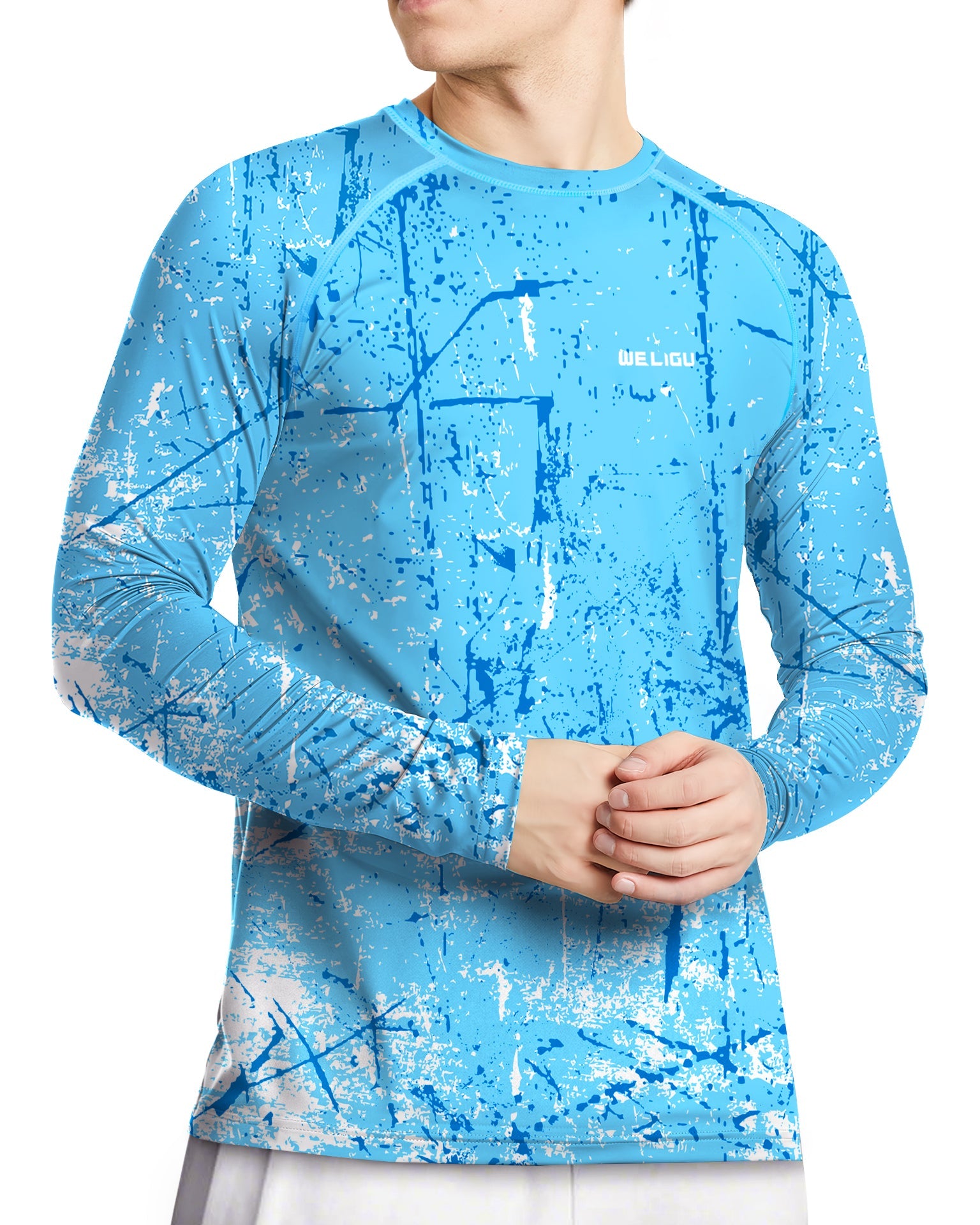 Ocean Blue Splash-Ink UPF 50+ Sunscreen Shirt