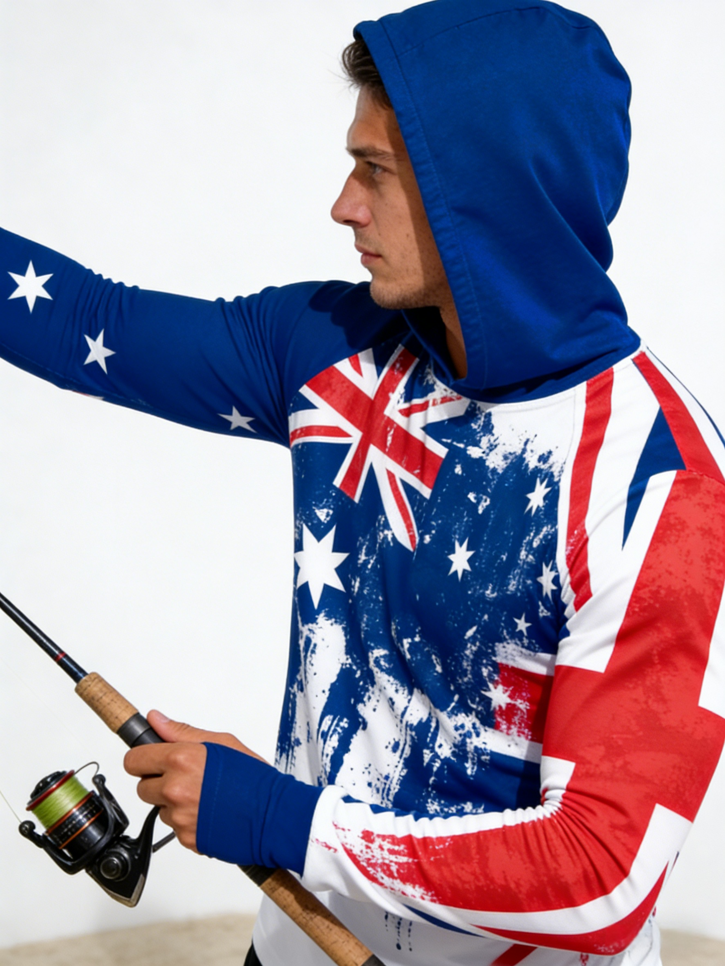 Patriotic Splash Print Australian Flag UPF 50+ Sunscreen Hoodie