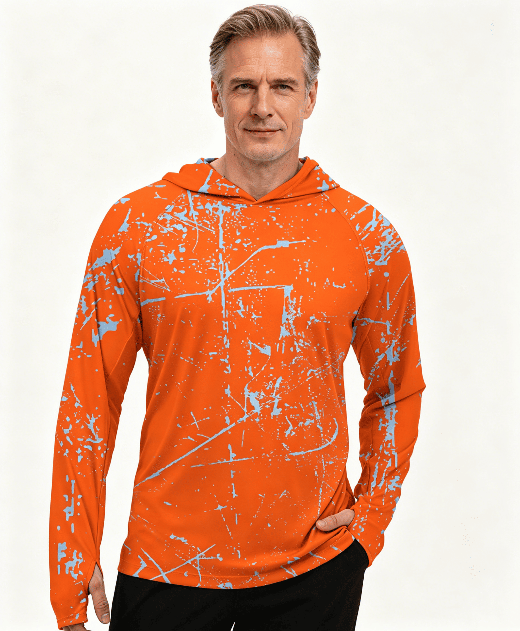Bright Orange Sun Protection Fishing Hoodie