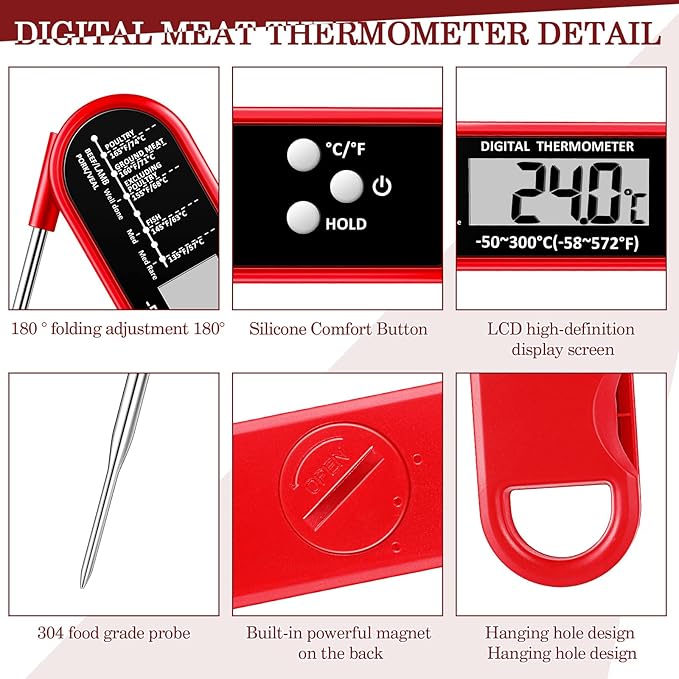 Smart Wireless Food Thermometer with App Control | Instant-Read Probe for BBQ, Baking & Frying