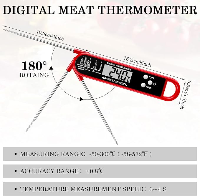 Smart Wireless Food Thermometer with App Control | Instant-Read Probe for BBQ, Baking & Frying