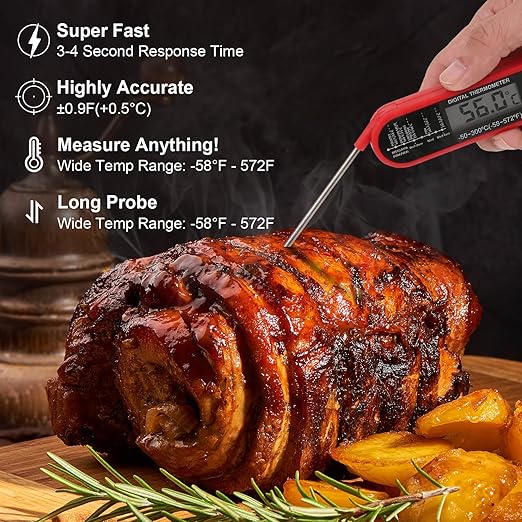Smart Wireless Food Thermometer with App Control | Instant-Read Probe for BBQ, Baking & Frying