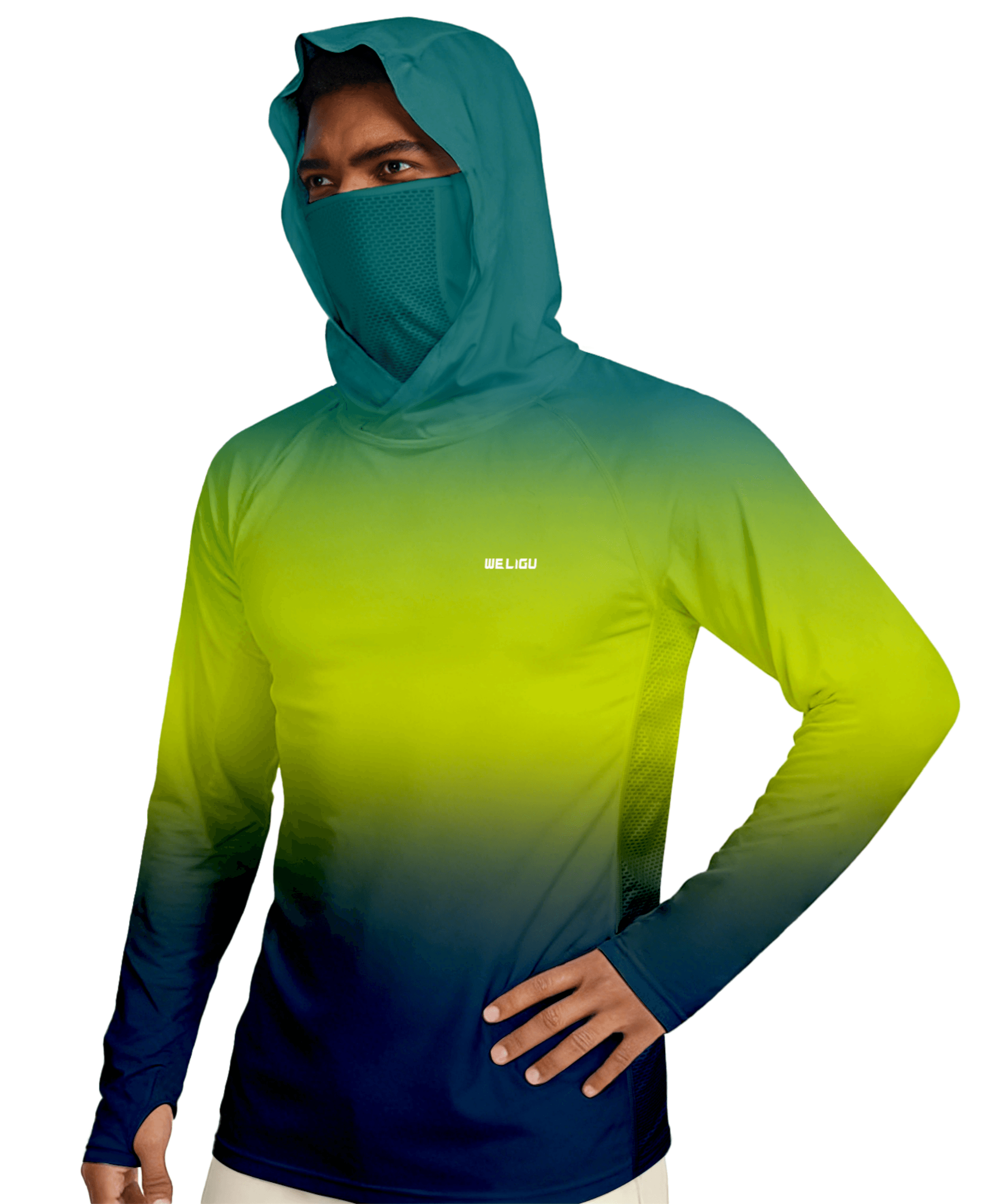 Sudadera con capucha para hombre de calidad profesional con protección solar UPF 50+