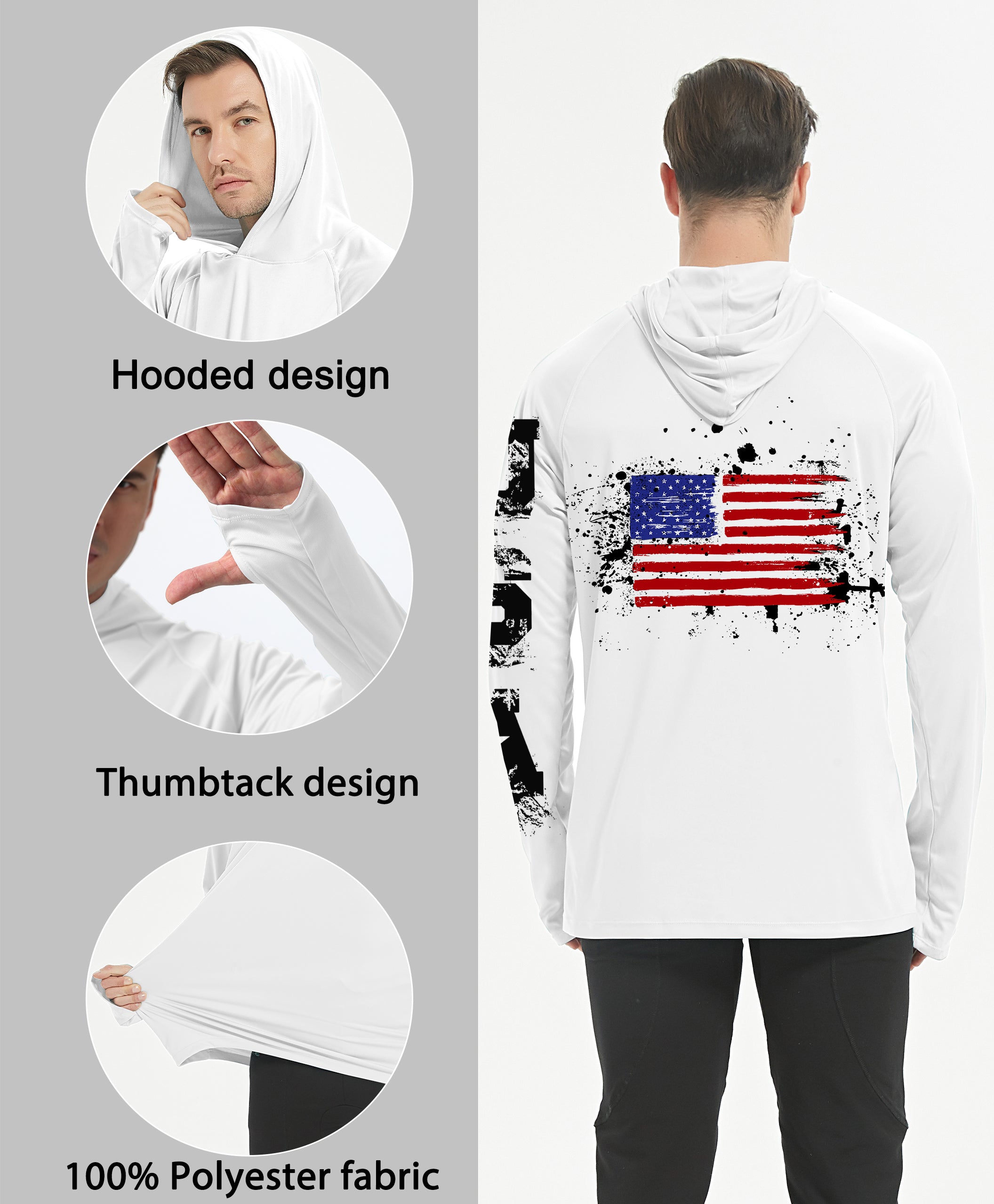 New White-Flag Design UPF 50+ Sunscreen Hoodie
