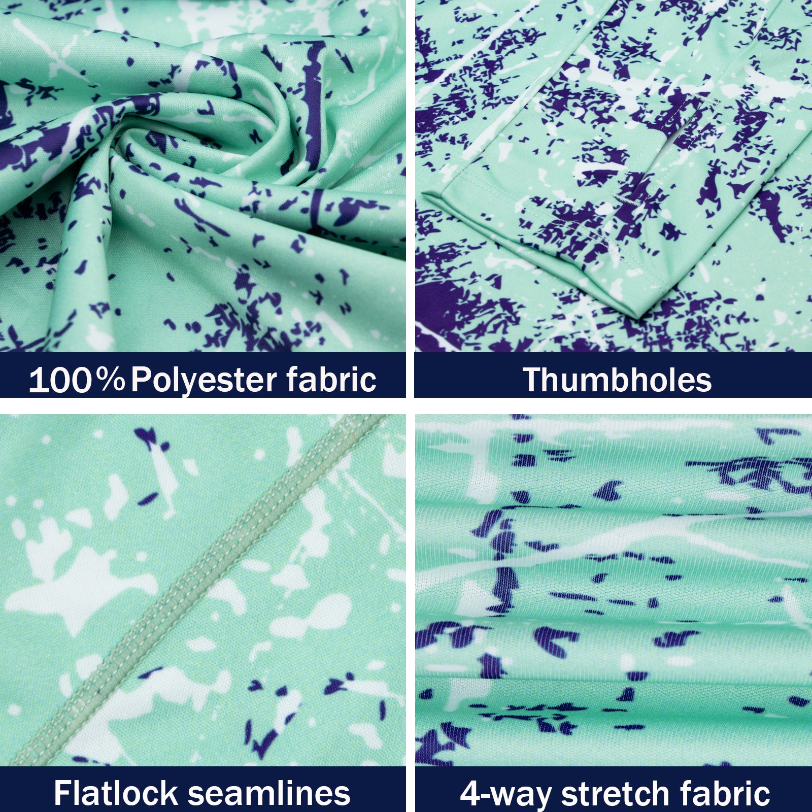 Pea Green Splash-Ink UPF 50+ Sunscreen Hoodie