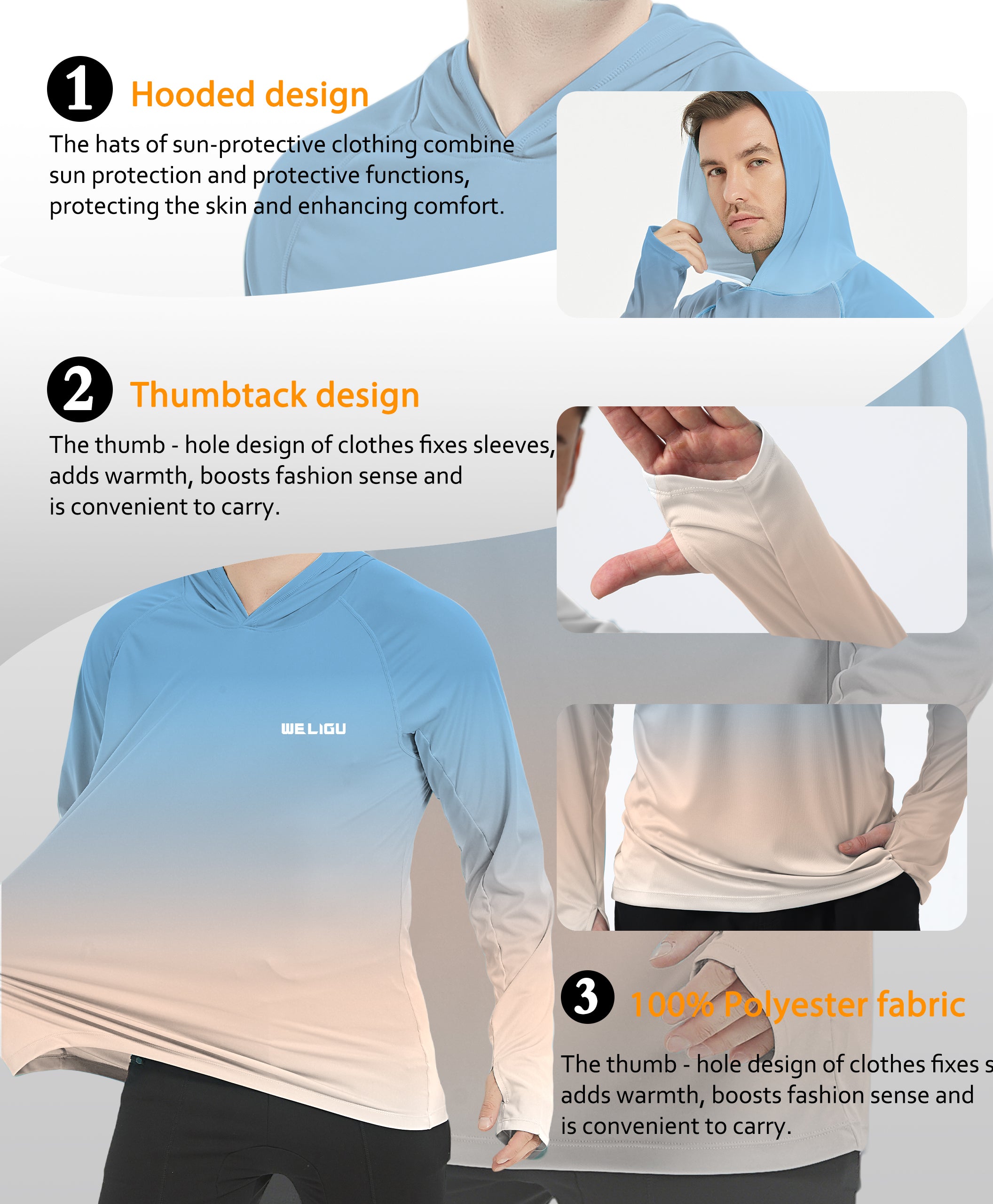 Apricot Gradient UPF 50+ Sunscreen Hoodie