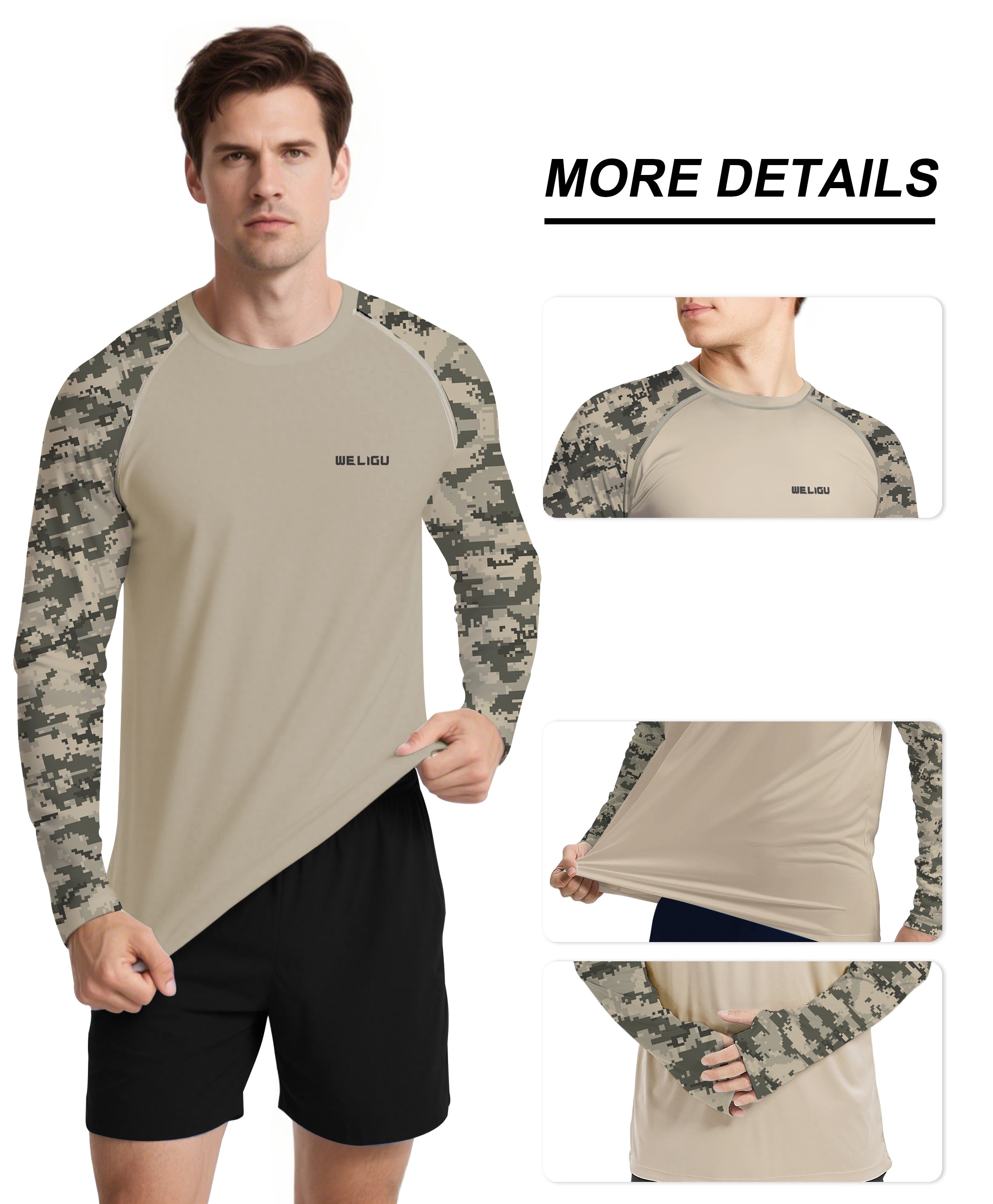 Khaki Camouflage UPF 50+ Sunscreen Shirt