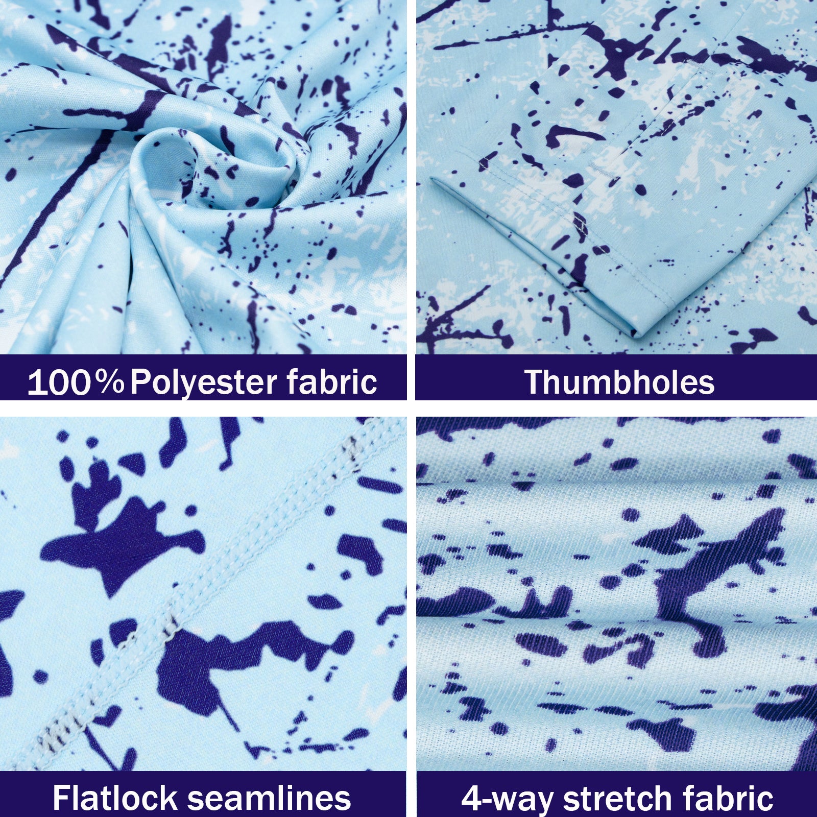 Sky Blue Splash-Ink UPF 50+ Sunscreen Hoodie