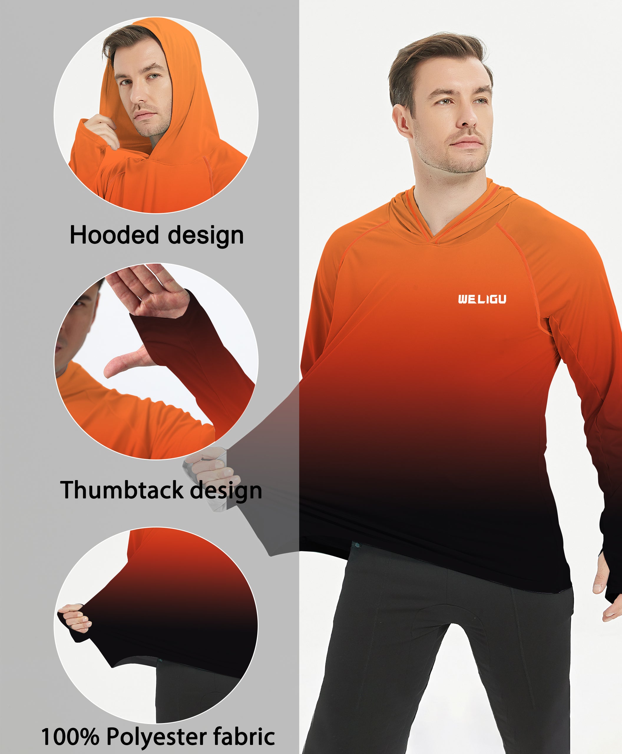 Orange Gradient UPF 50+ Sunscreen Hoodie