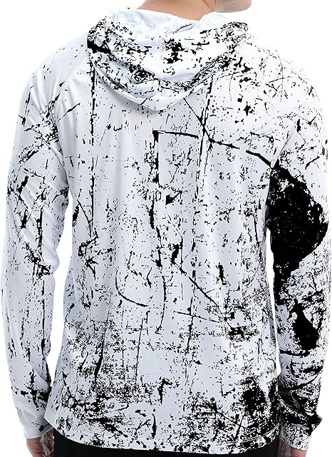 Black and White Splash-Ink UPF 50+ Sunscreen Hoodie