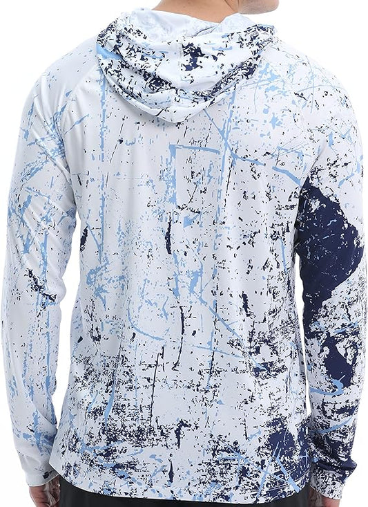 White Splash-Ink UPF 50+ Sunscreen Hoodie