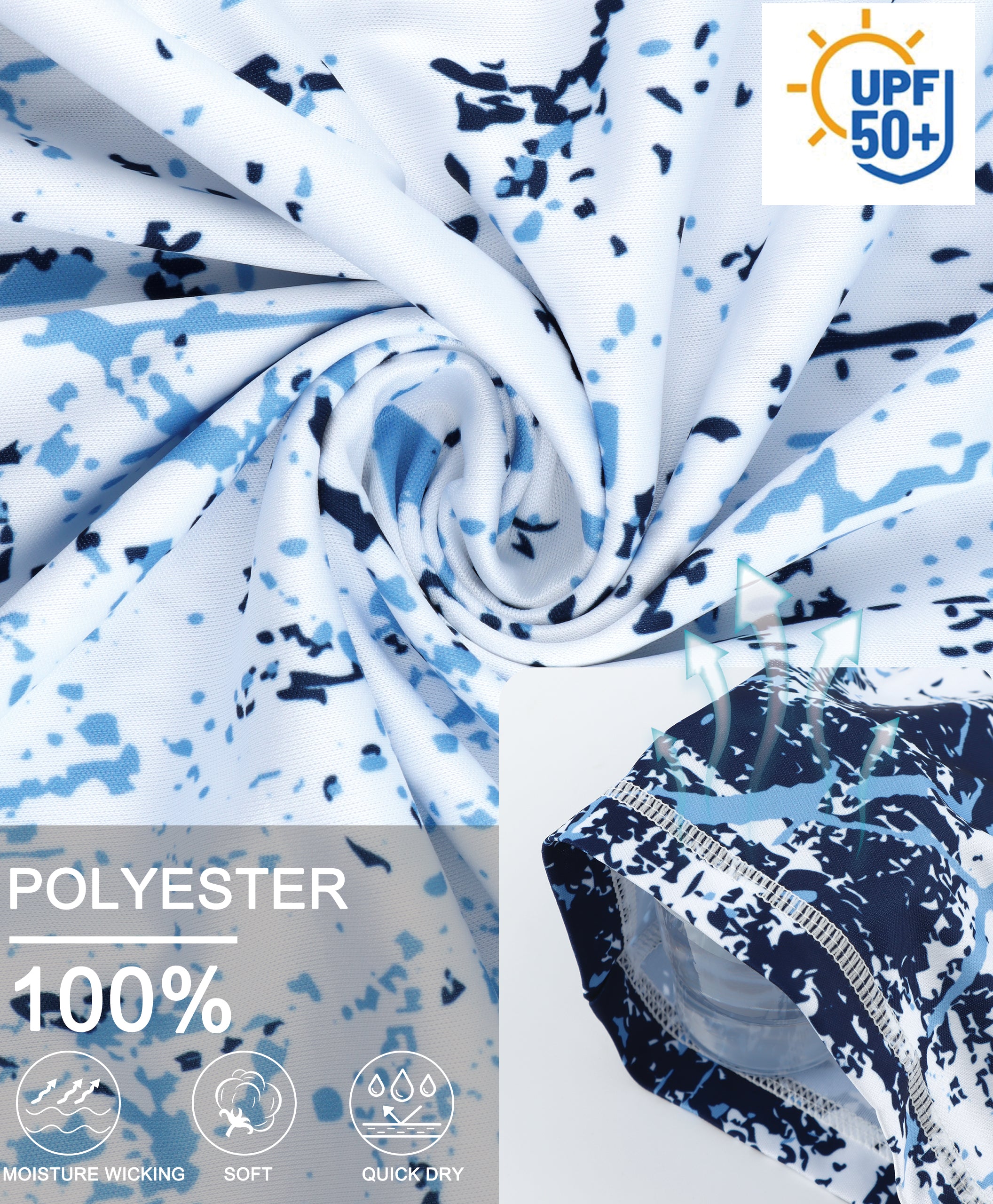 White Splash-Ink UPF 50+ Sun Protection Shirt