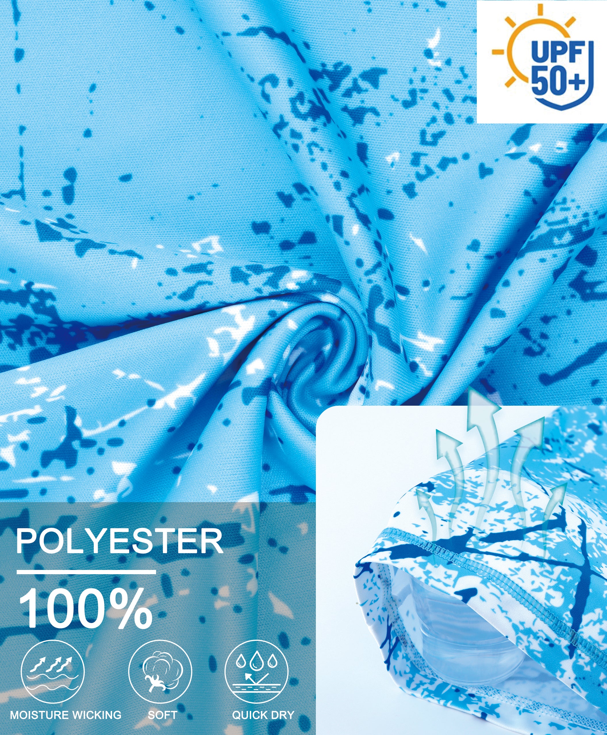 Ocean Blue Splash-Ink UPF 50+ Sunscreen T-Shirt