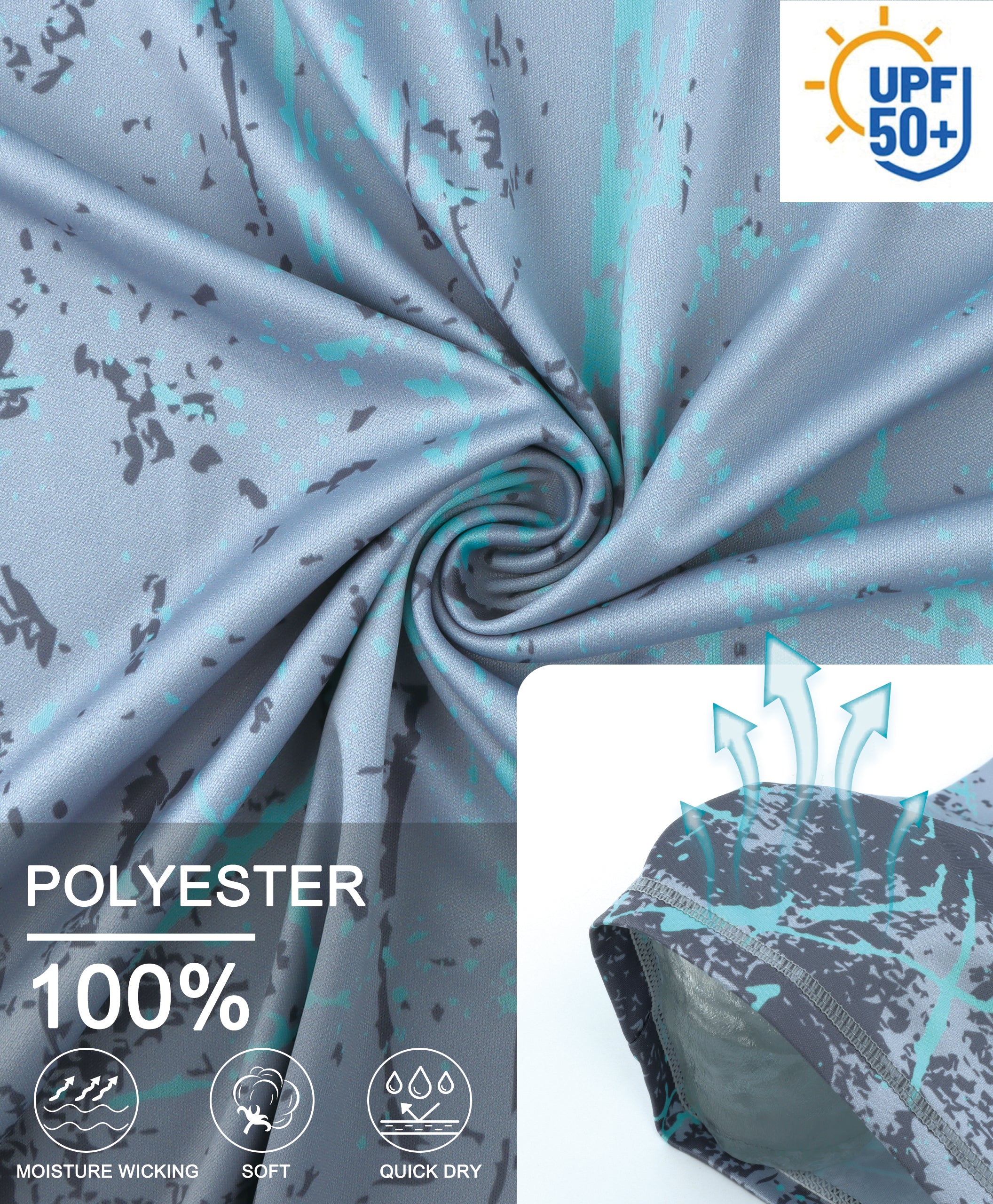 Light Grey Splash-Ink UPF 50+ Sunscreen T-Shirt