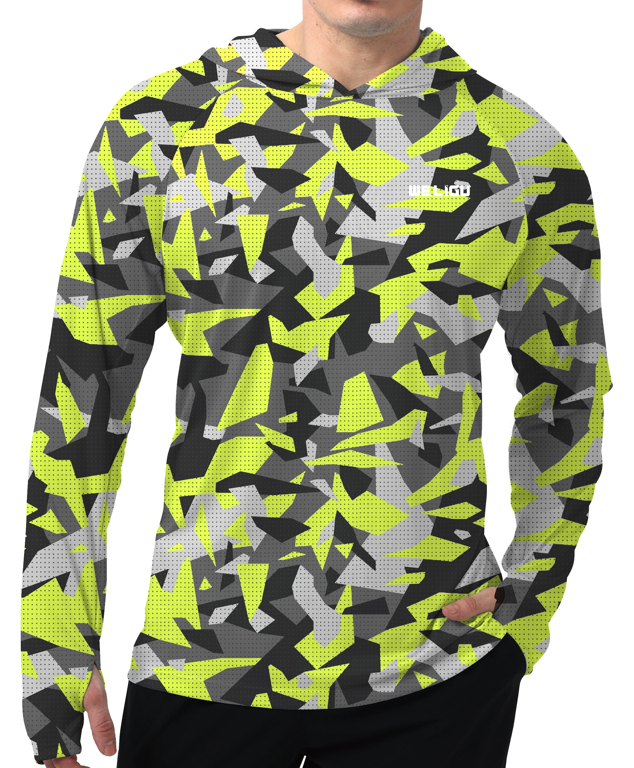 Light Green Camouflage UPF 50+ Sunscreen Hoodie
