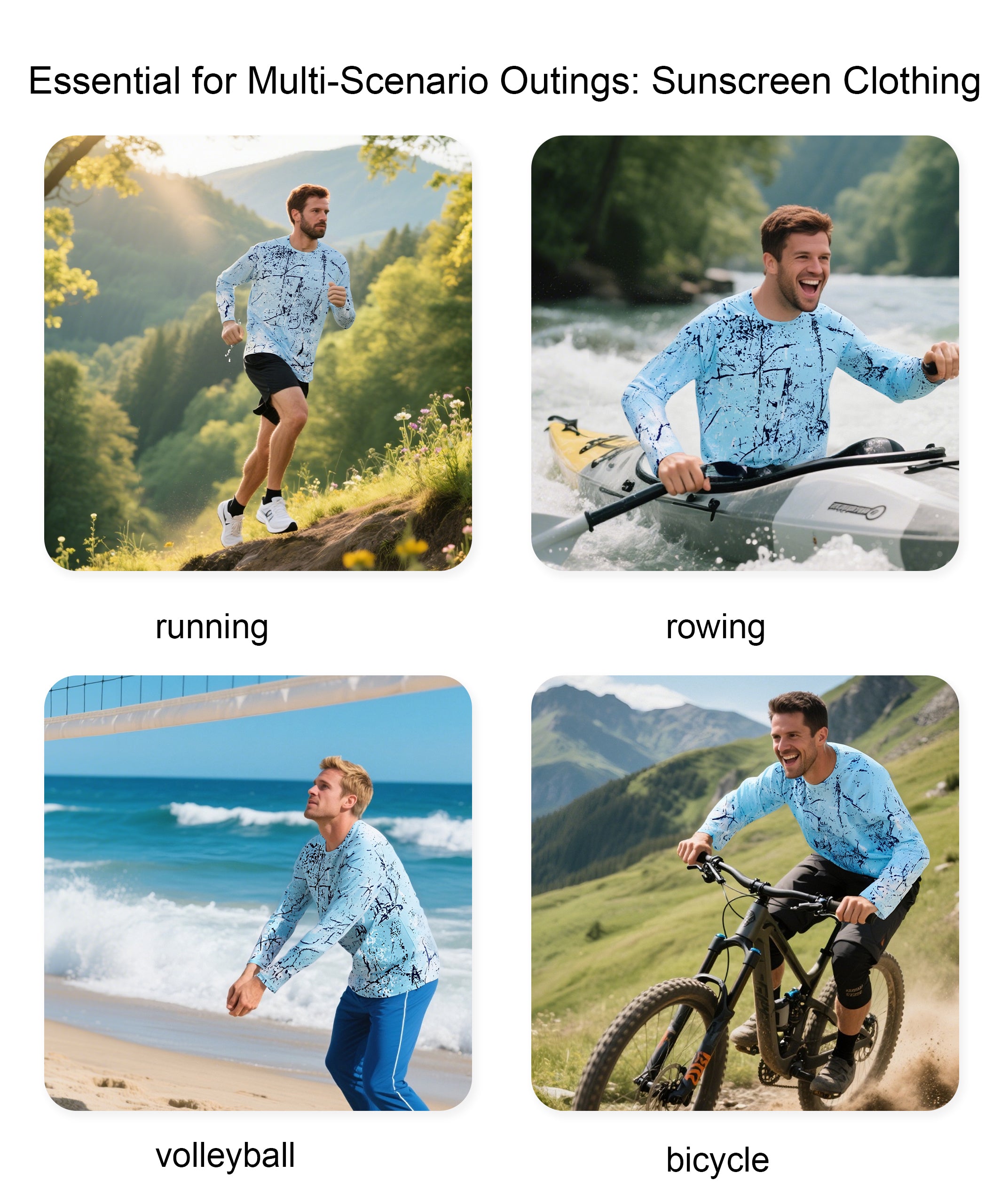 Blue Splash-Ink UPF 50+ Sunscreen Shirt