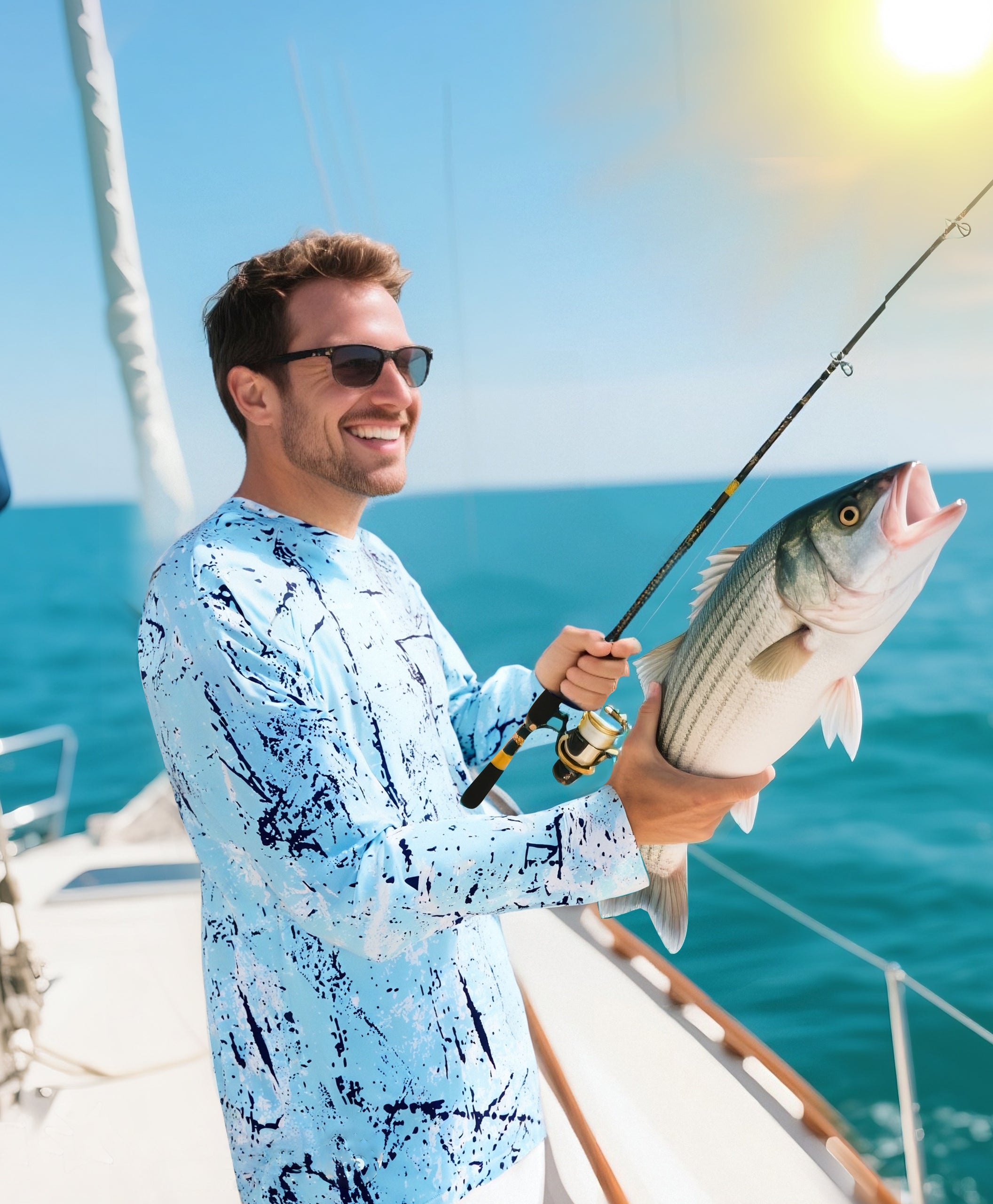 Blue Splash-Ink UPF 50+ Sunscreen Shirt