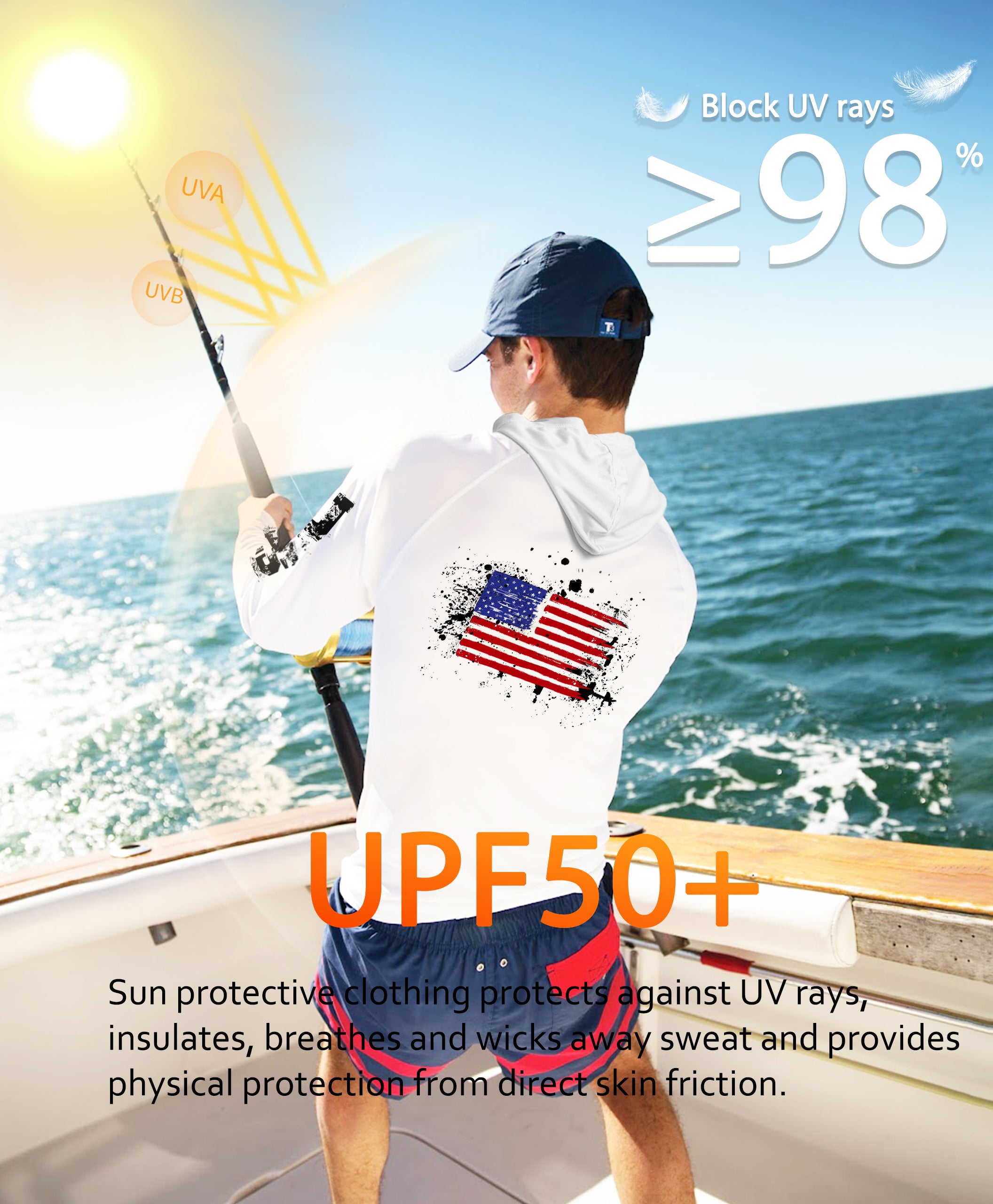 New White-Flag Design UPF 50+ Sunscreen Hoodie