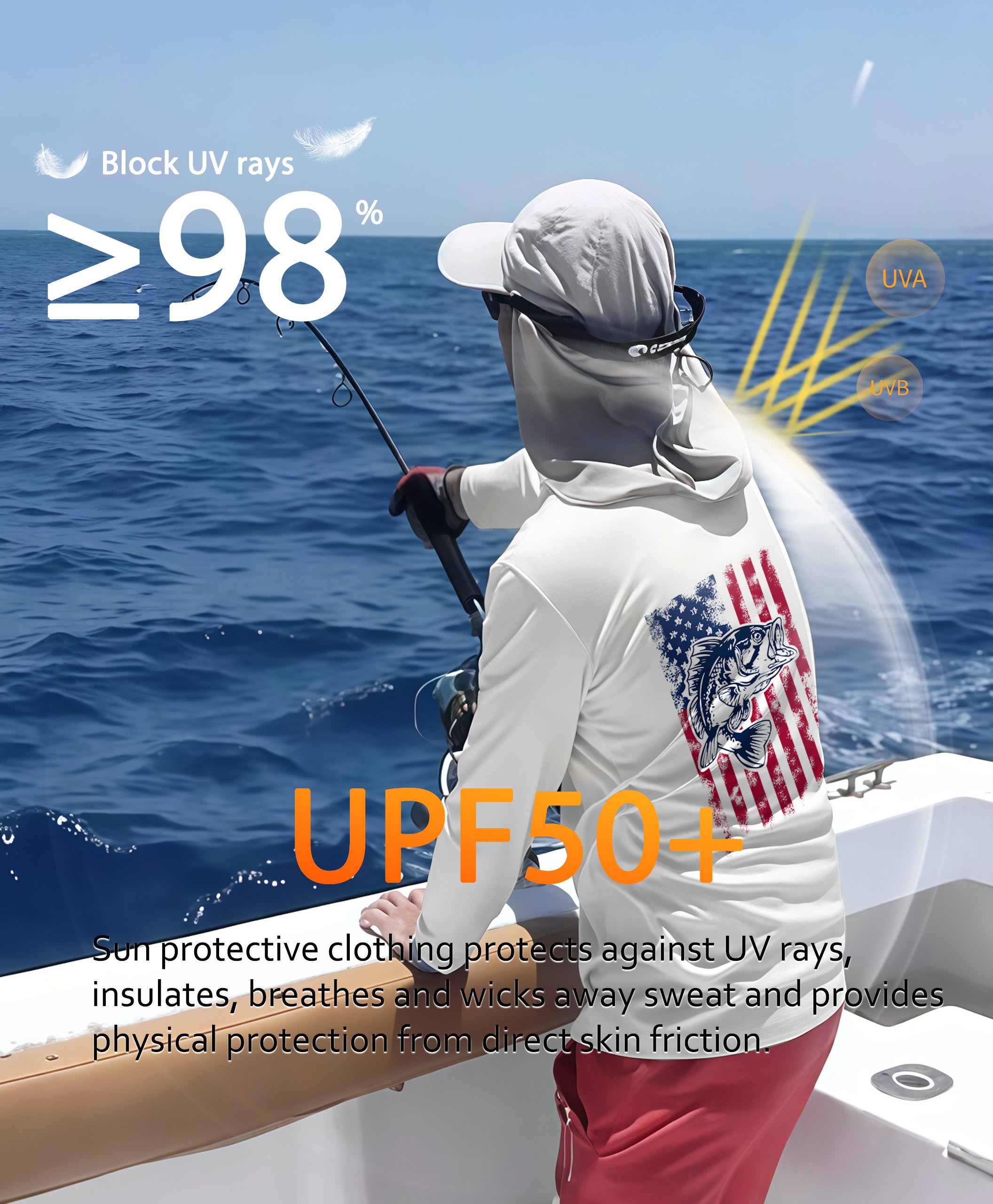 White Design UPF 50+ Sunscreen Hoodie