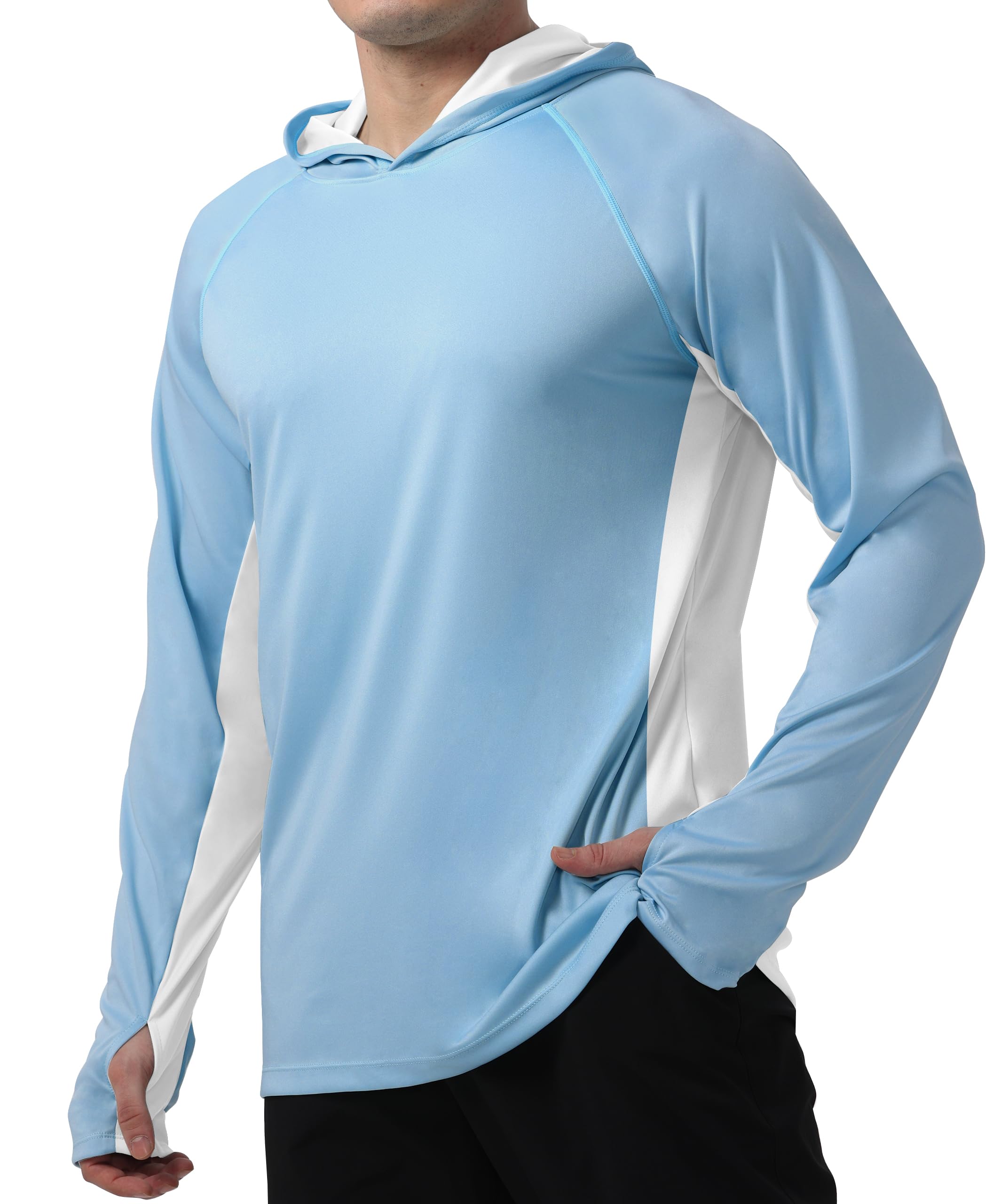 Blue & White Color Block UPF 50+ Sunscreen Hoodie