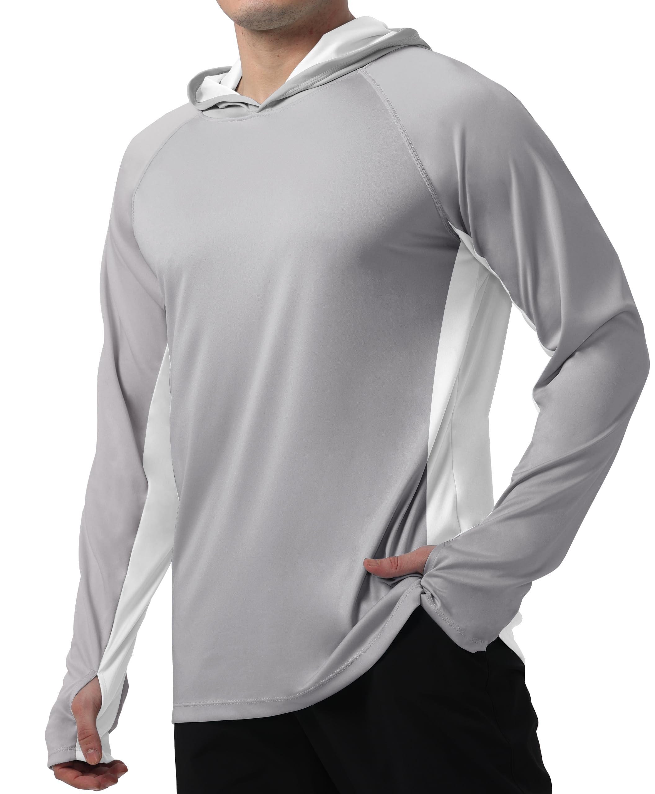Grey & White Color Block UPF 50+ Sunscreen Hoodie