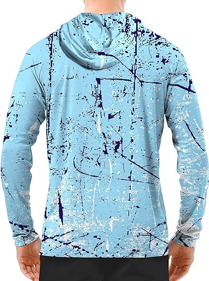 Sky Blue Splash-Ink UPF 50+ Sunscreen Hoodie