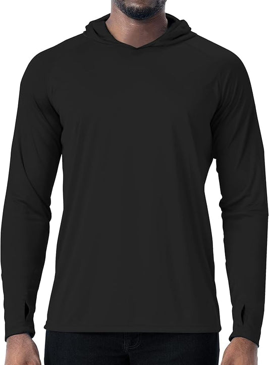 Pure Black Solid Color UPF 50+ Sunscreen Hoodie